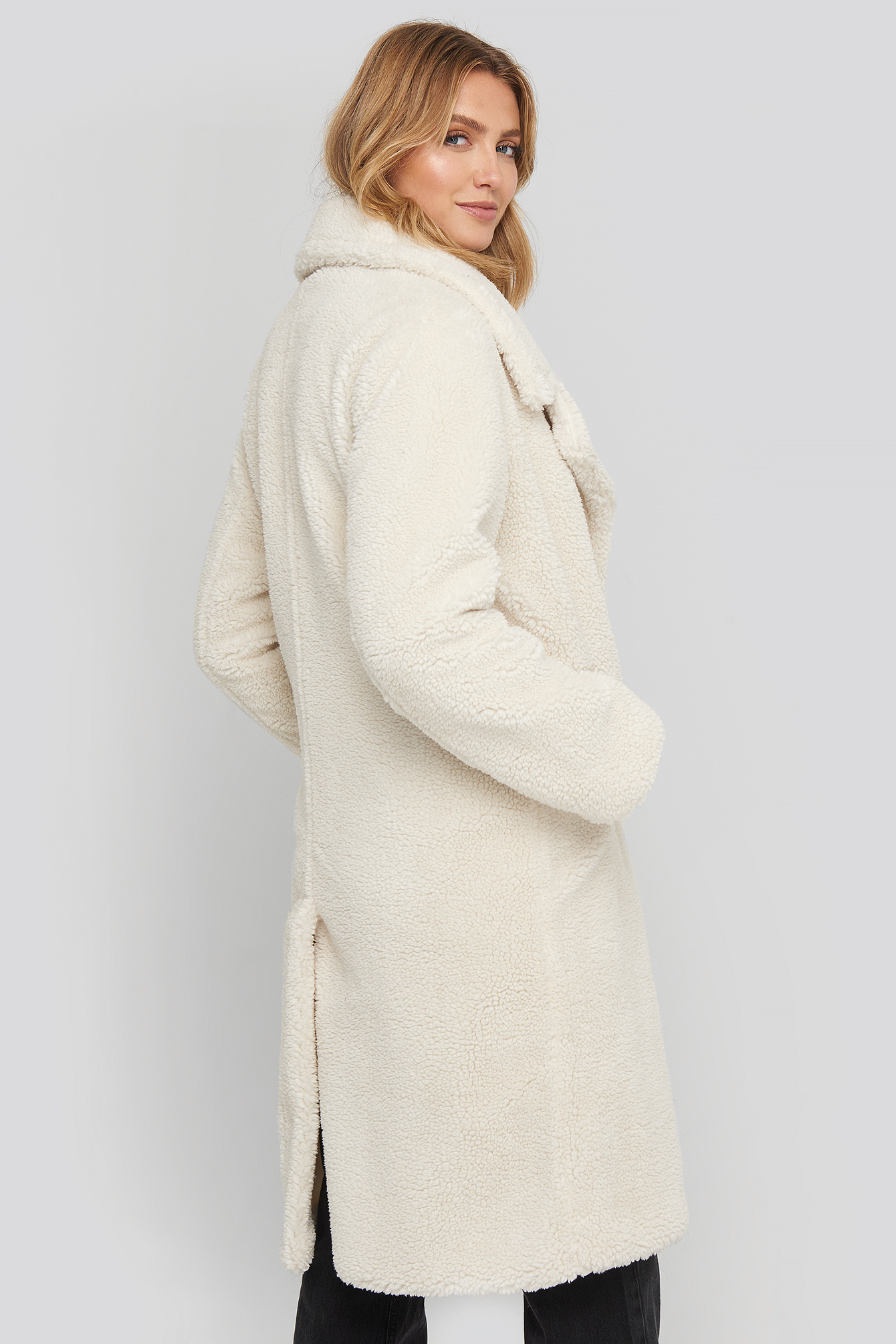 long white teddy coat