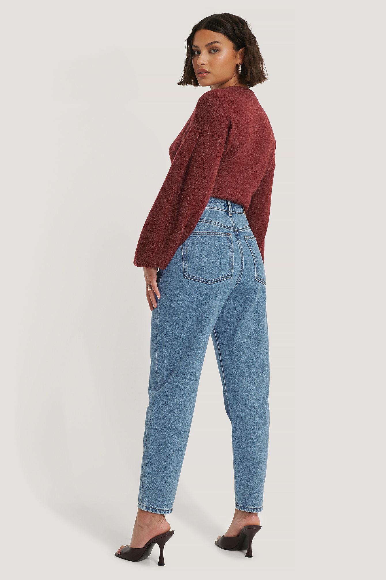 Mid Blue Organic Loose Fit Mom Jeans