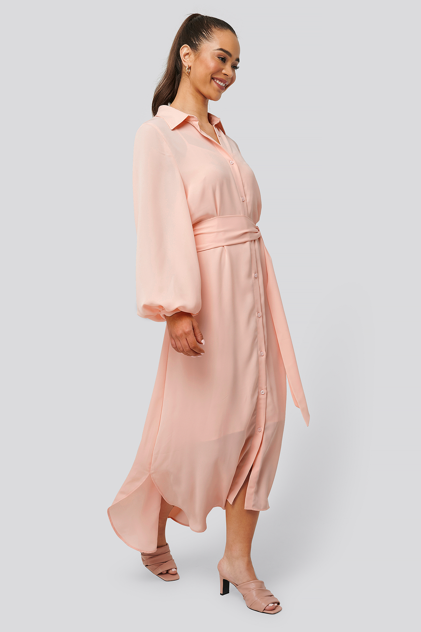 Pink Maxi Belted Dress