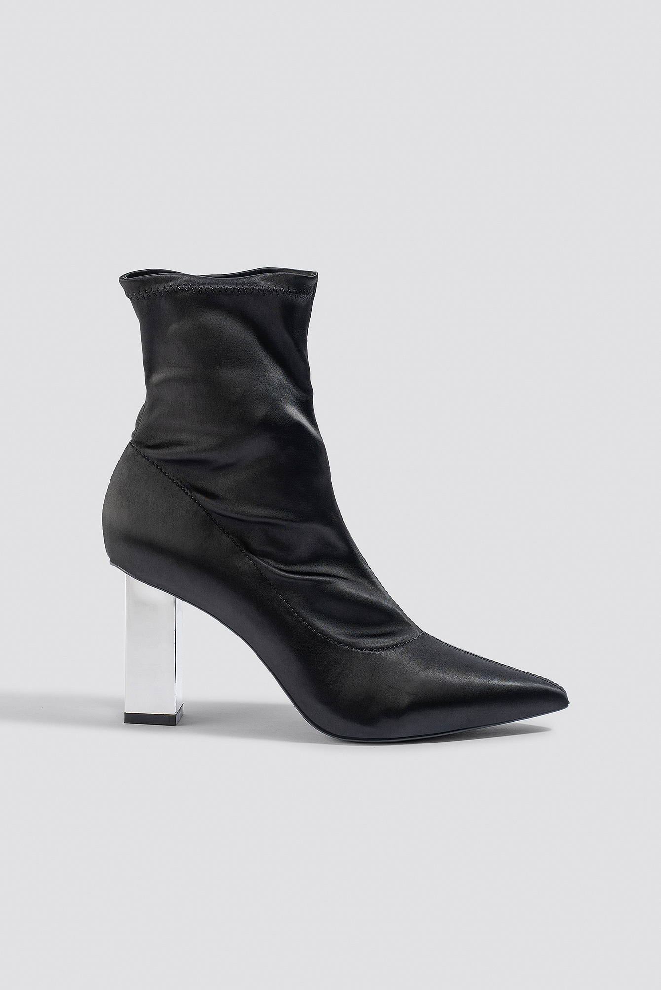 metallic block heel boots