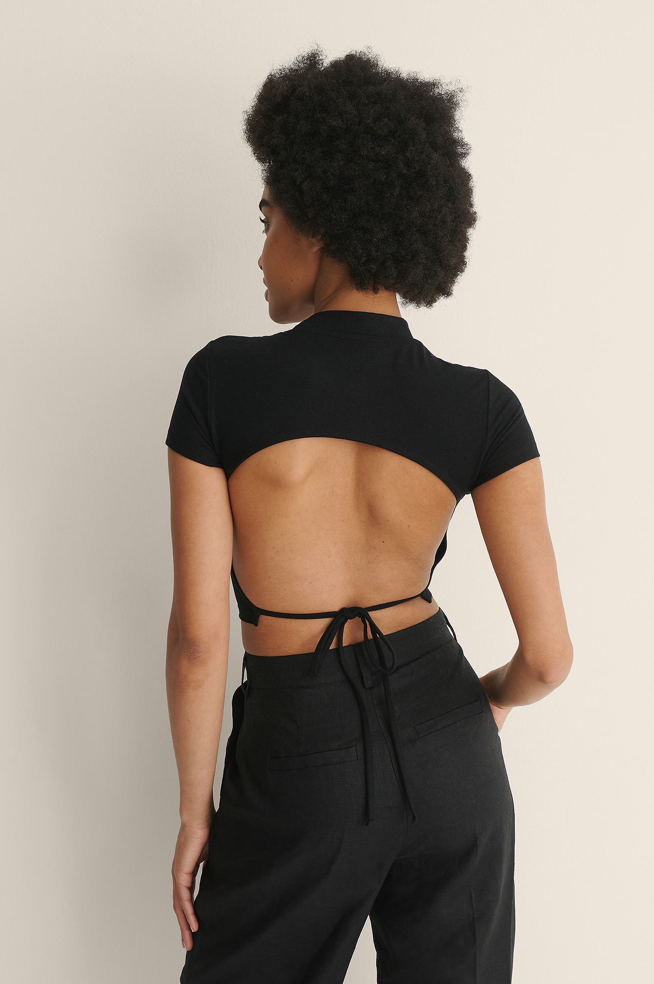 High Neck Open Back Tie Detail Top Black Na Kdlounge Com High Neck Open Back Tie Detail Top Black Na Kdlounge Com