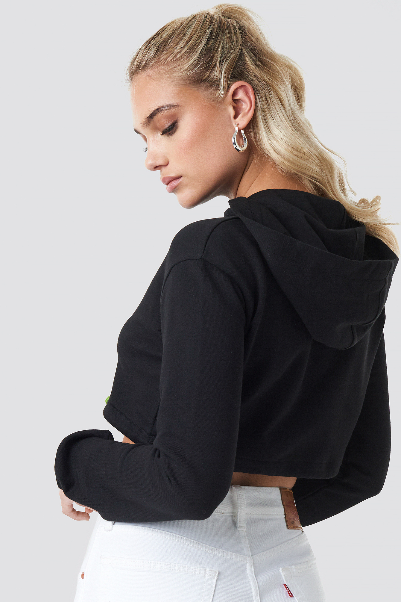 drawstring cropped hoodie