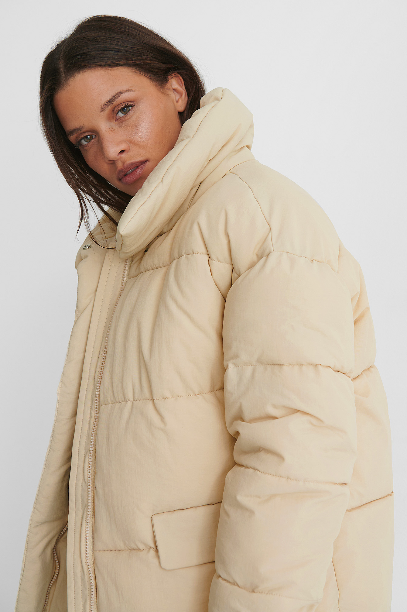 puffer jacket tan