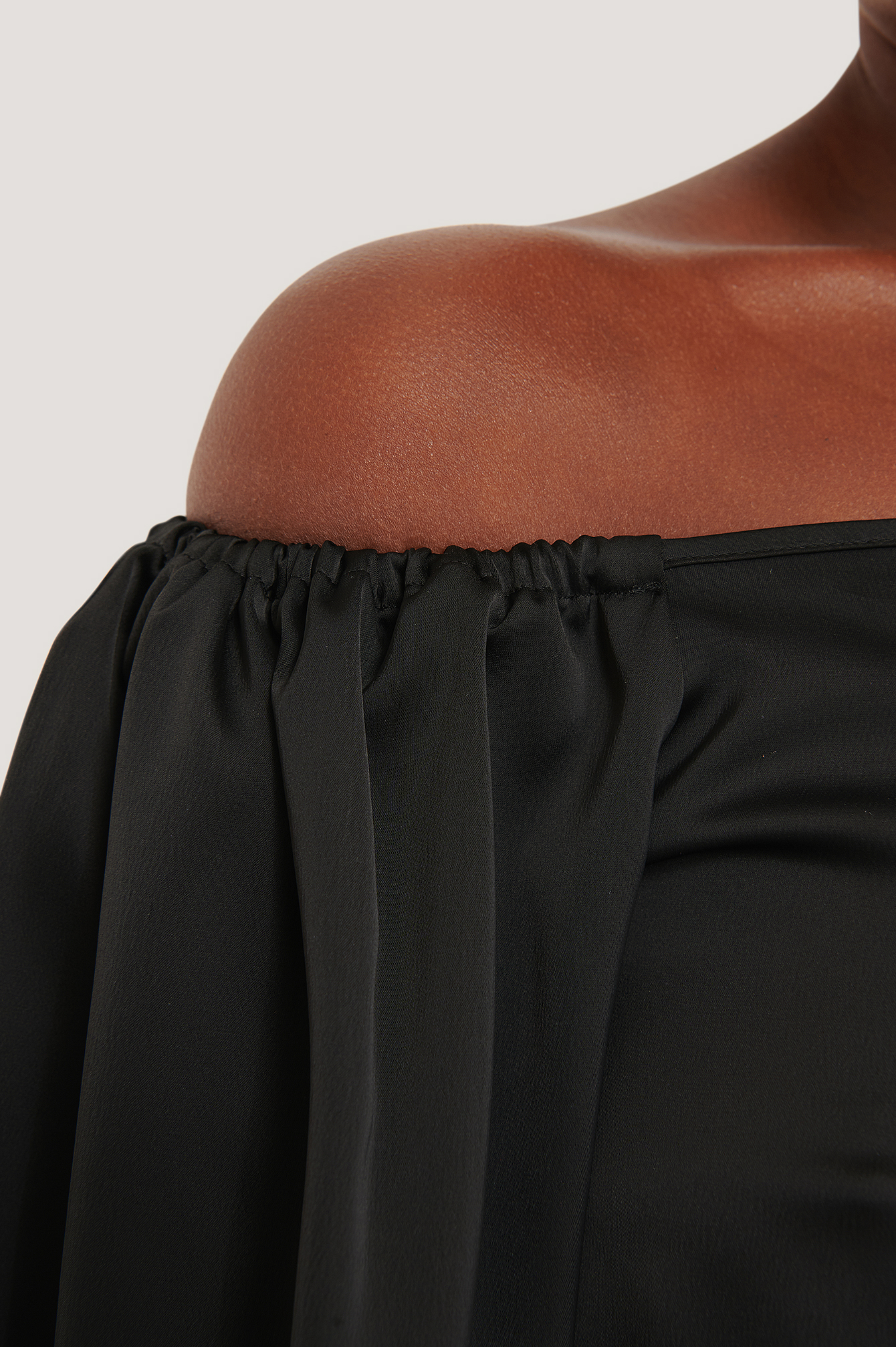 Off Shoulder Balloon Sleeve Satin Dress Black Na kdlounge off-shoulder-balloon-sleeve-satin-dress-black-na-kdlounge