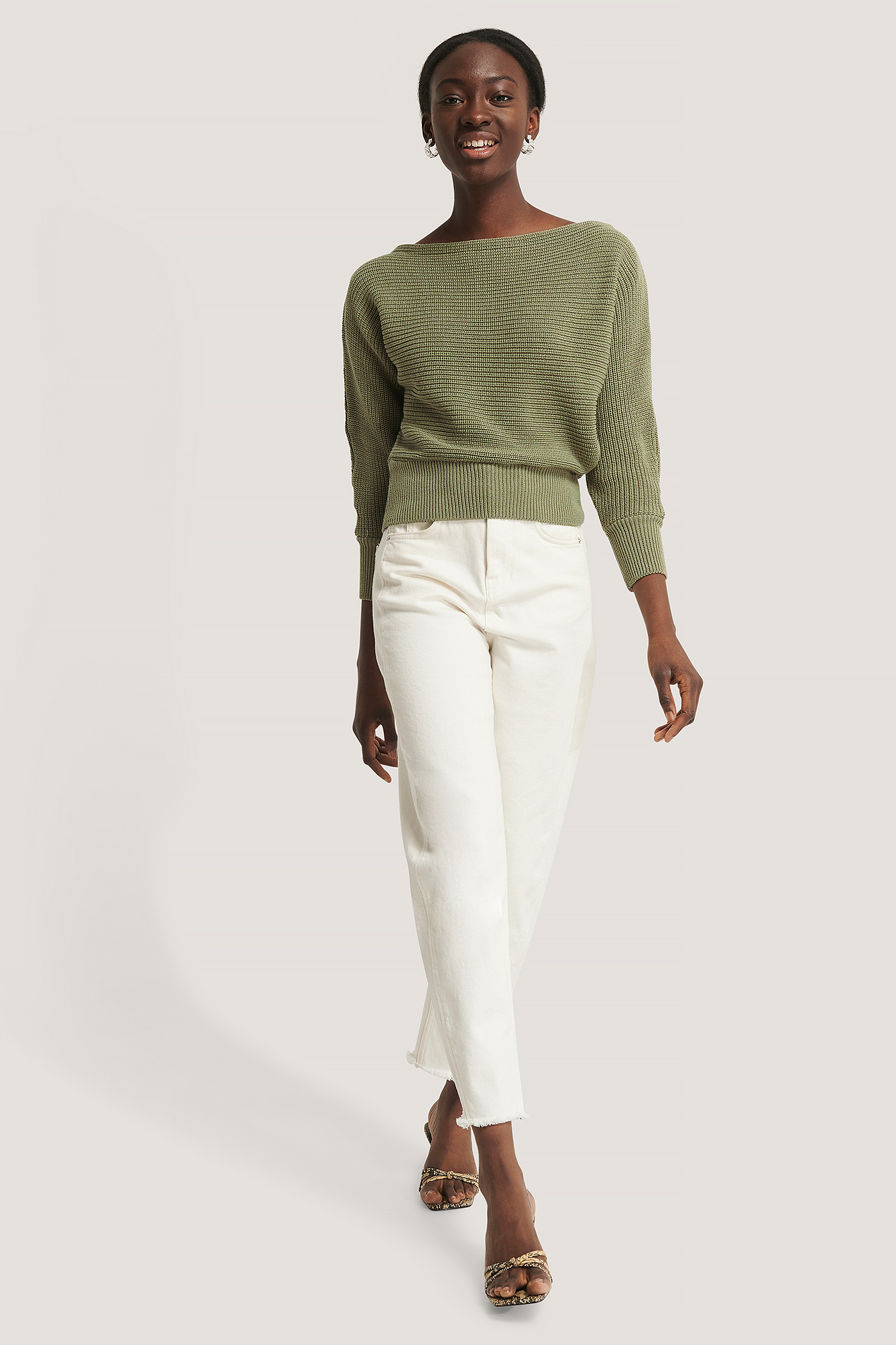 off the shoulder light sweater
