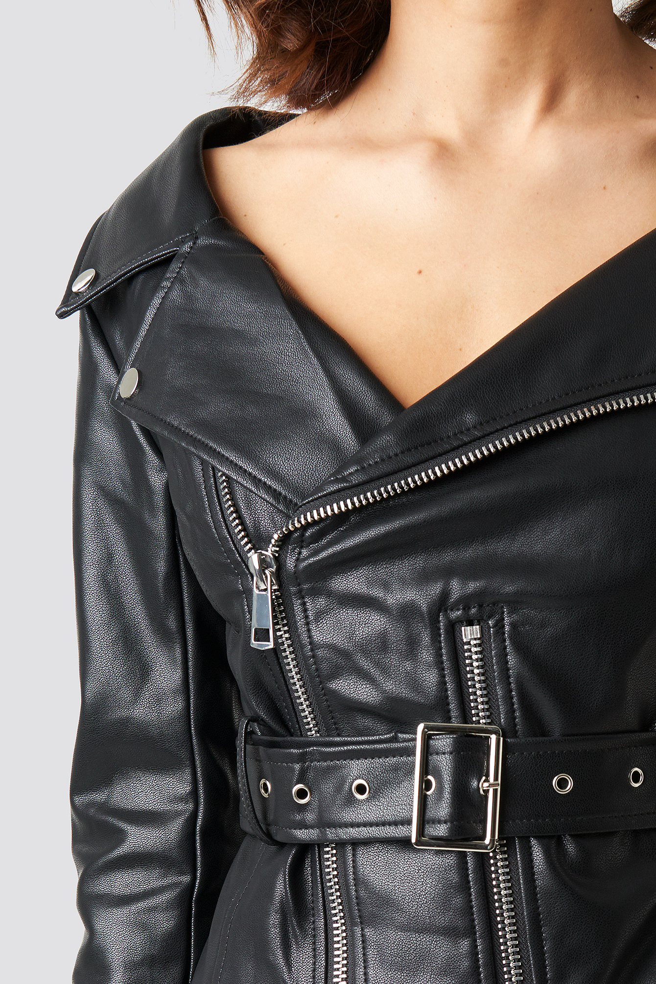 off shoulder moto jacket