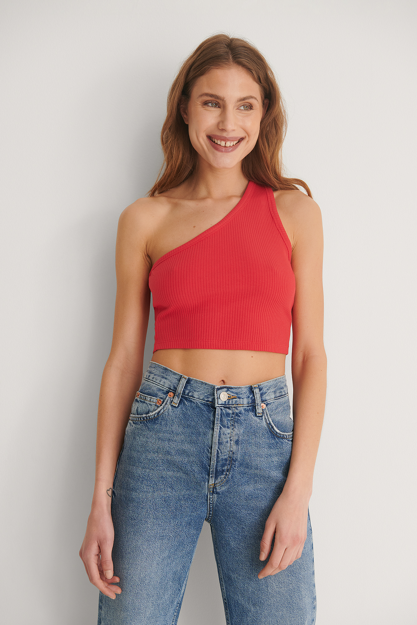 one shoulder rib top