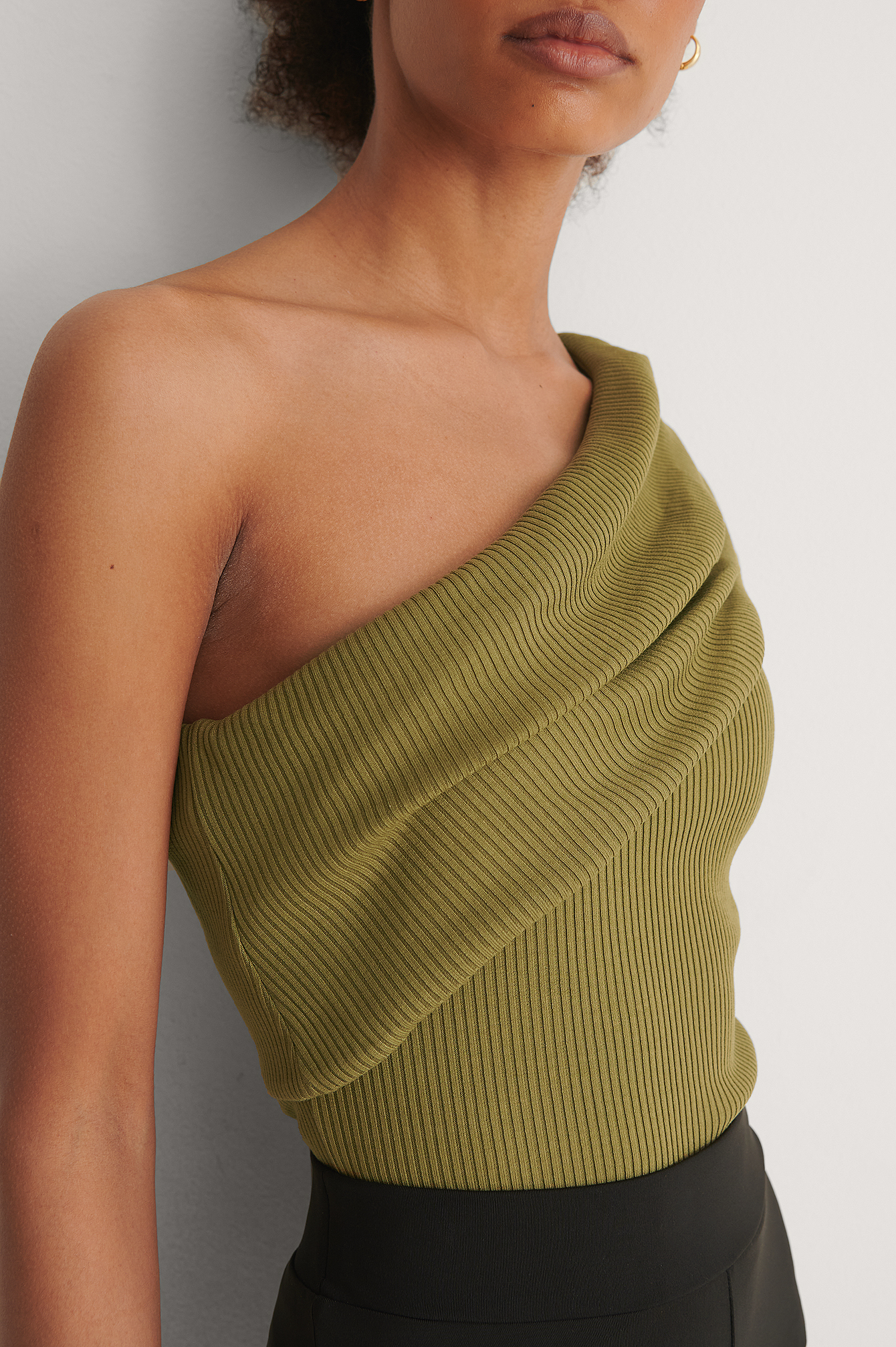 one shoulder rib top