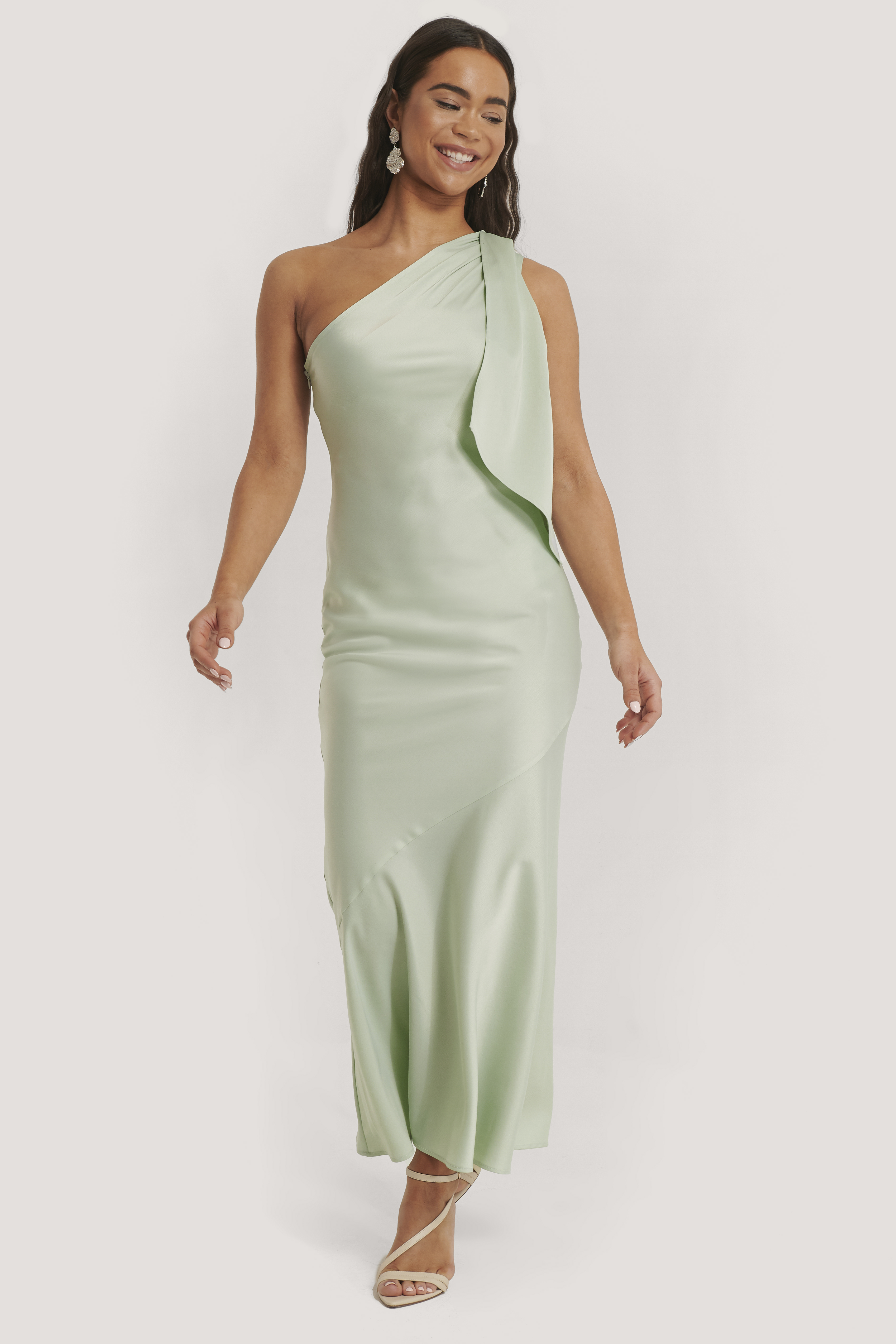 satin maxi dress green