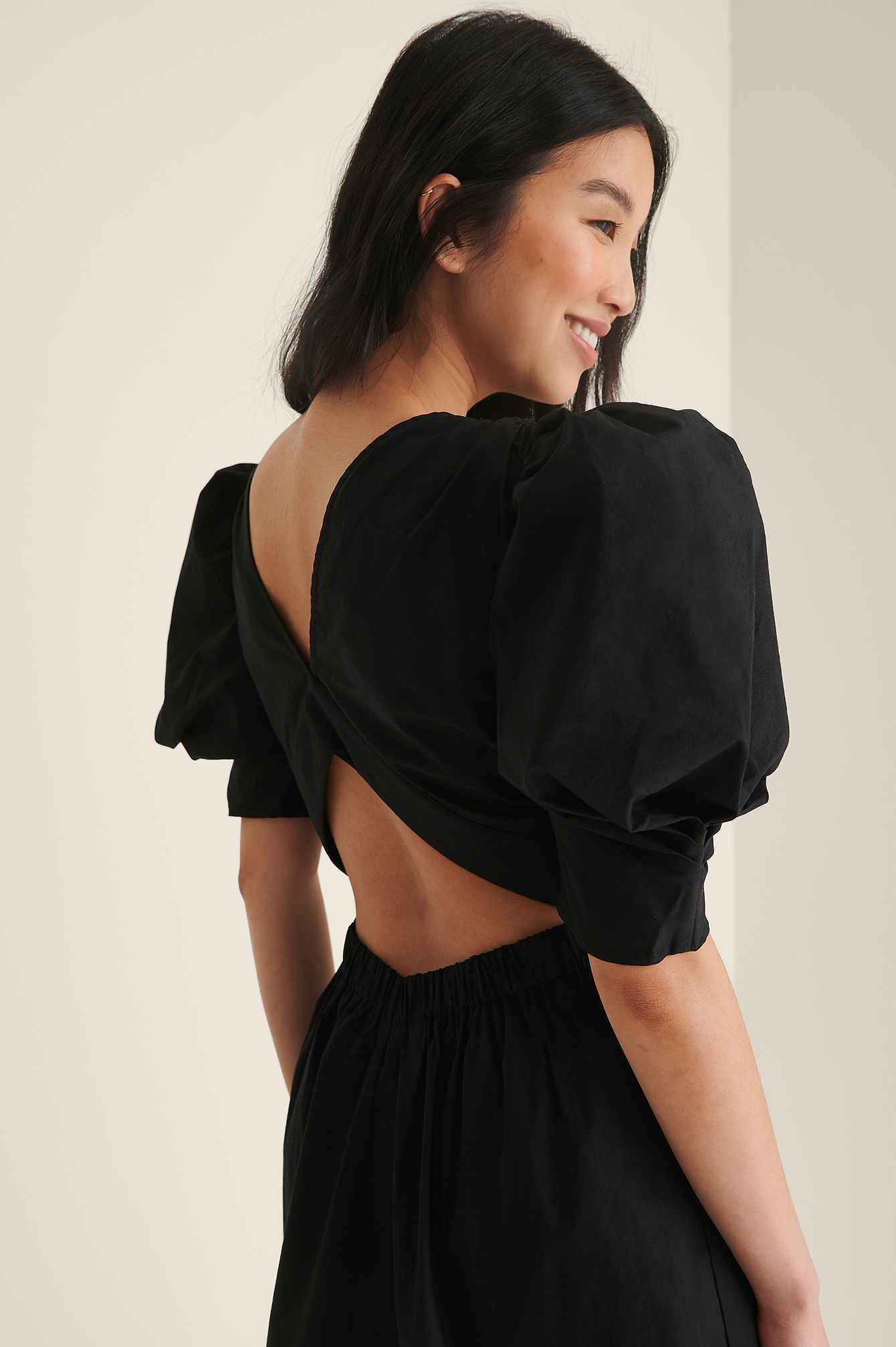 Black Open Back Detail Mini Dress