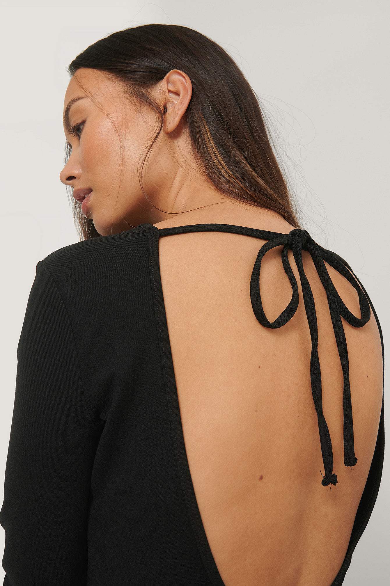 Open Back Cropped Top Black