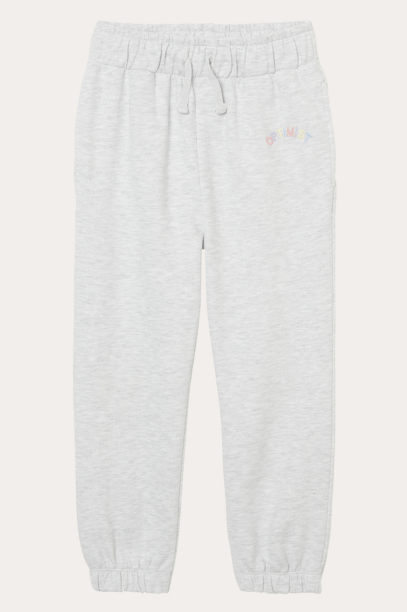 Light Grey Melange Basic Embroidered Sweatpants