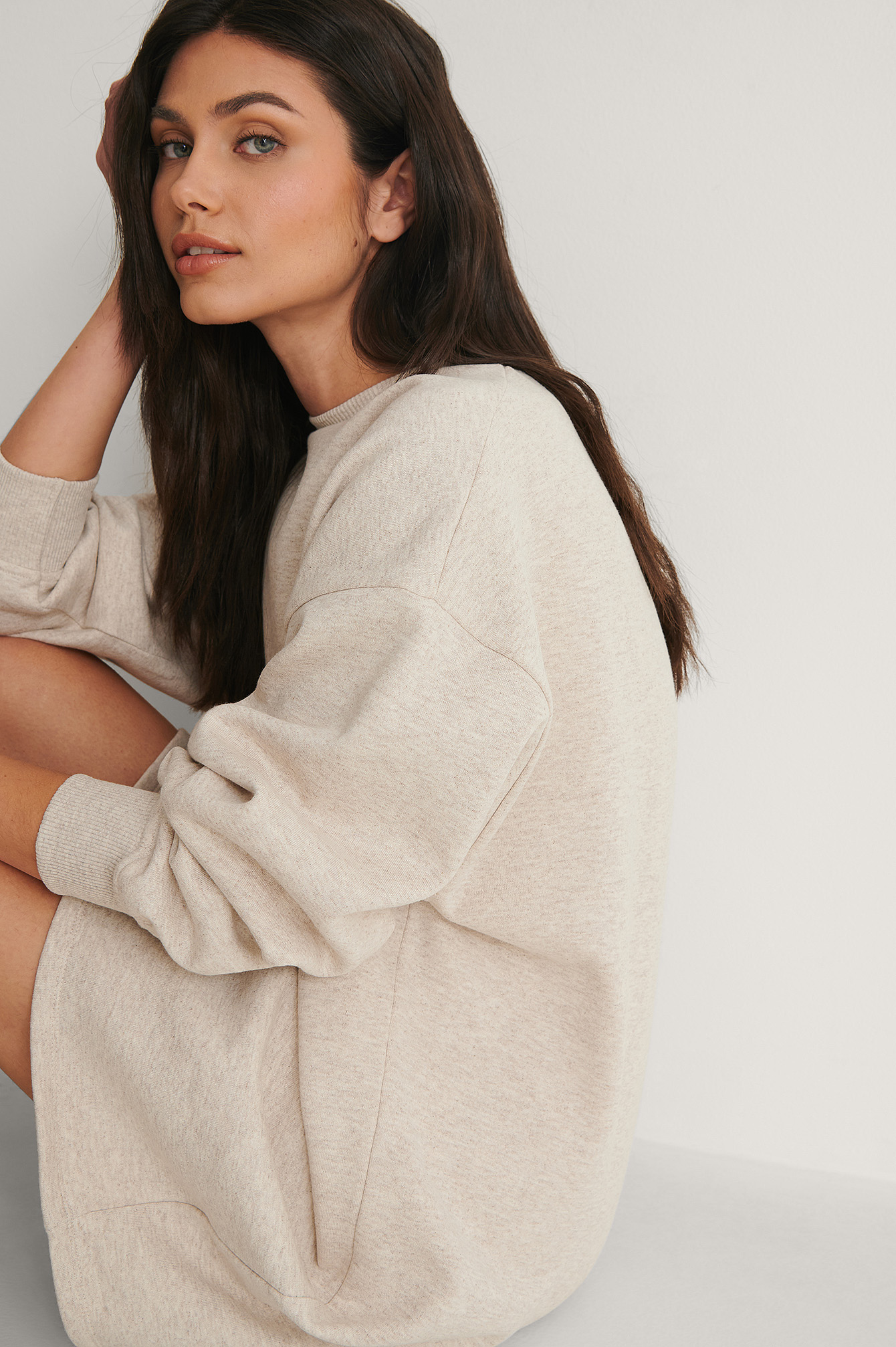 beige oversized sweatshirt