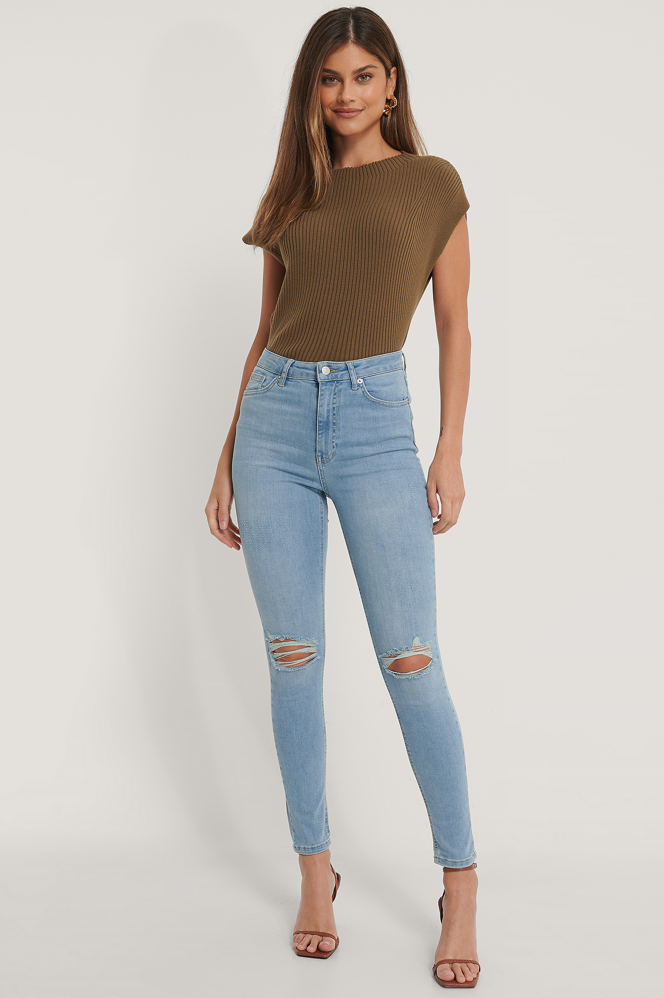 Organic Skinny High Waist Destroyed Jeans Blue Na Kdlounge Com Organic Skinny High Waist Destroyed Jeans Blue Na Kdlounge Com