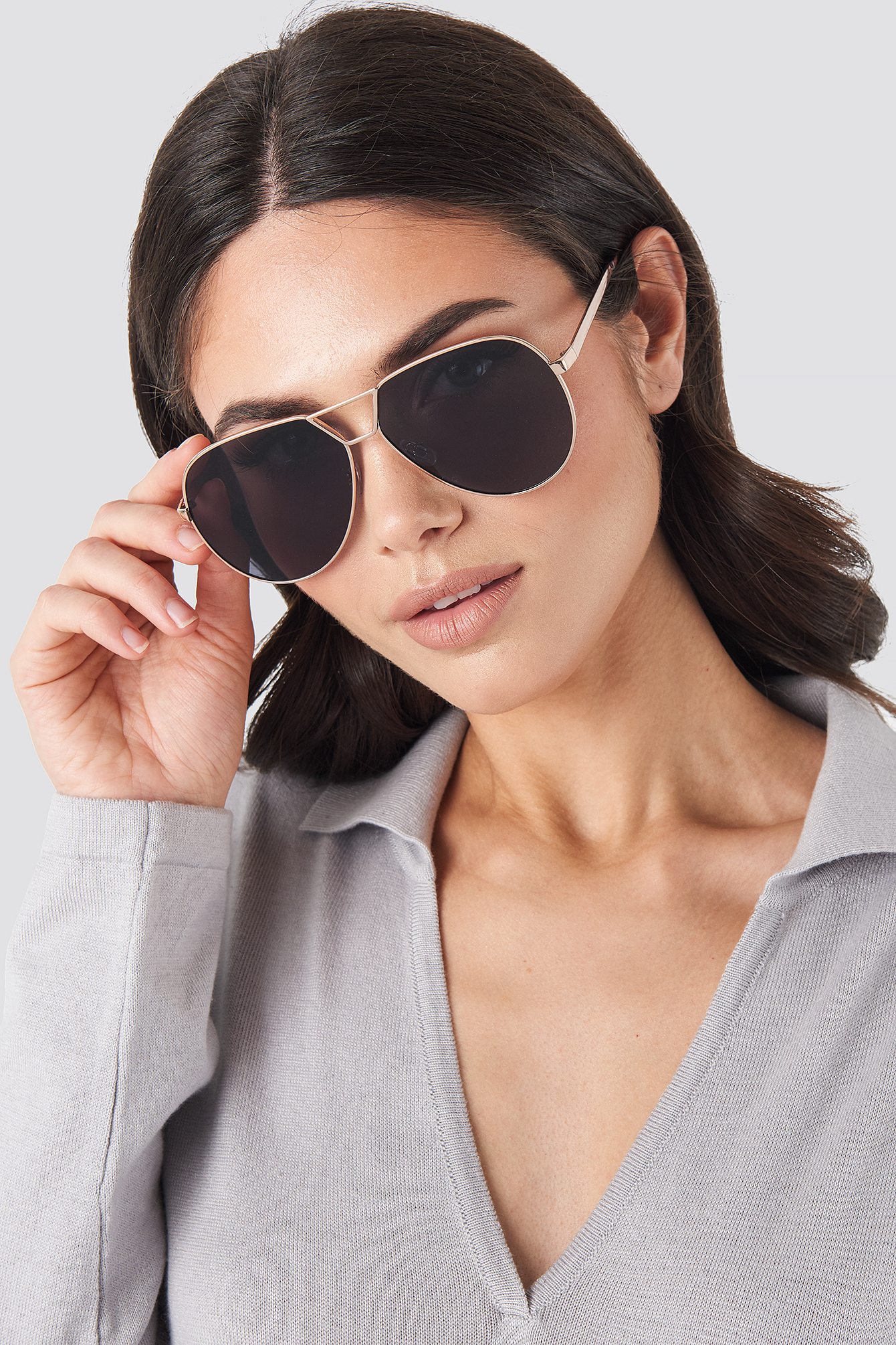 Oversize Wire Frame Sunglasses Czarny