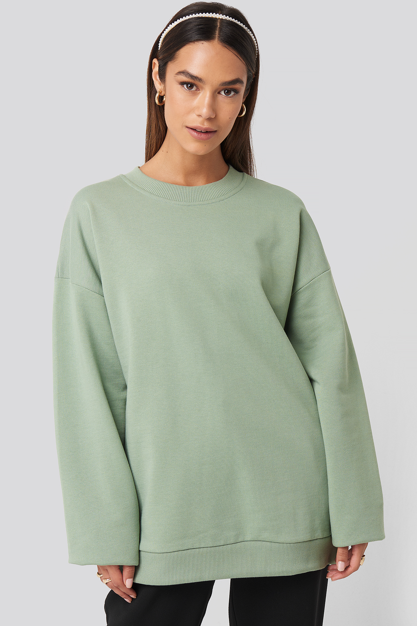 Oversized Crewneck Sweatshirt Green | na-kdlounge.com
