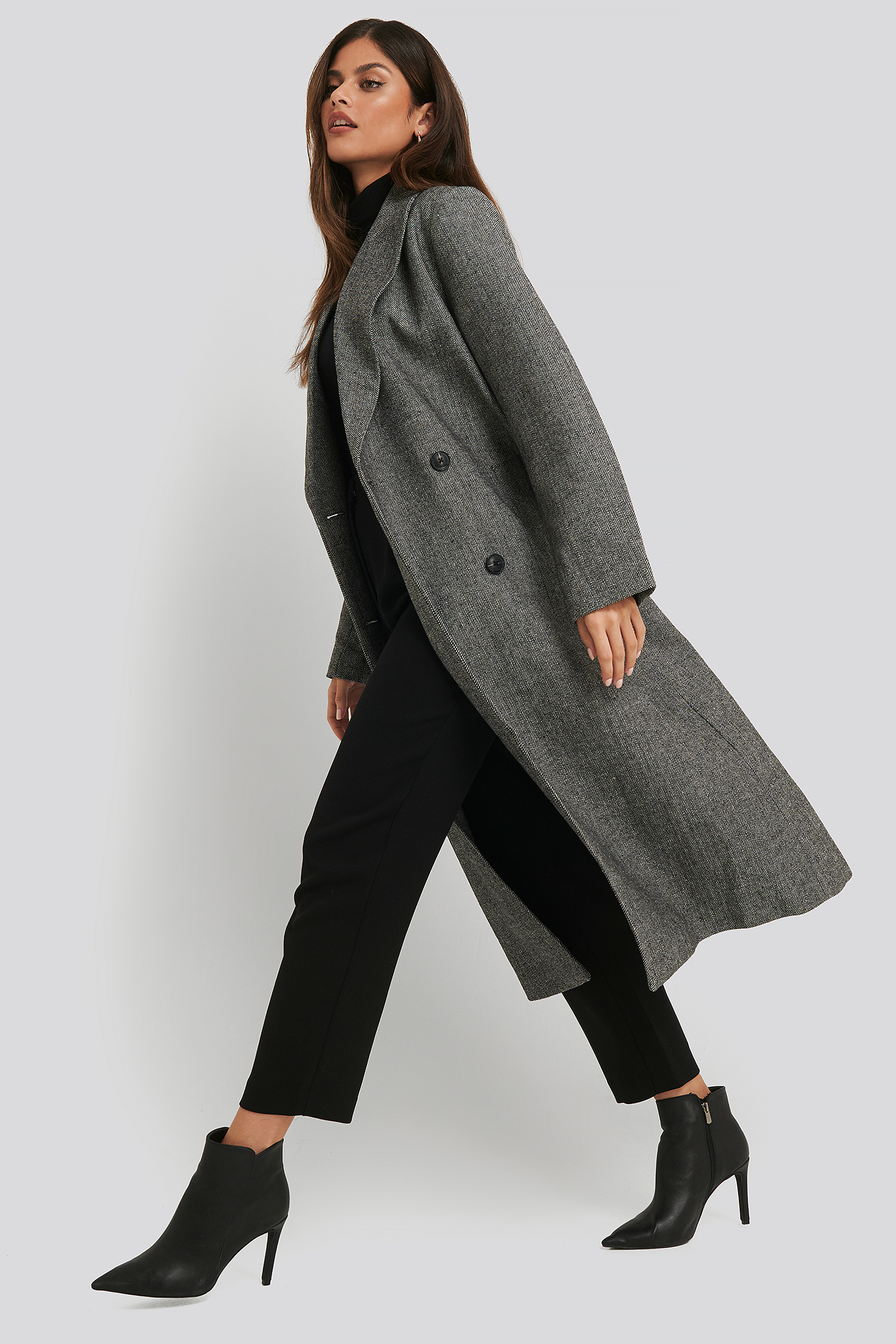 herringbone oversized coat