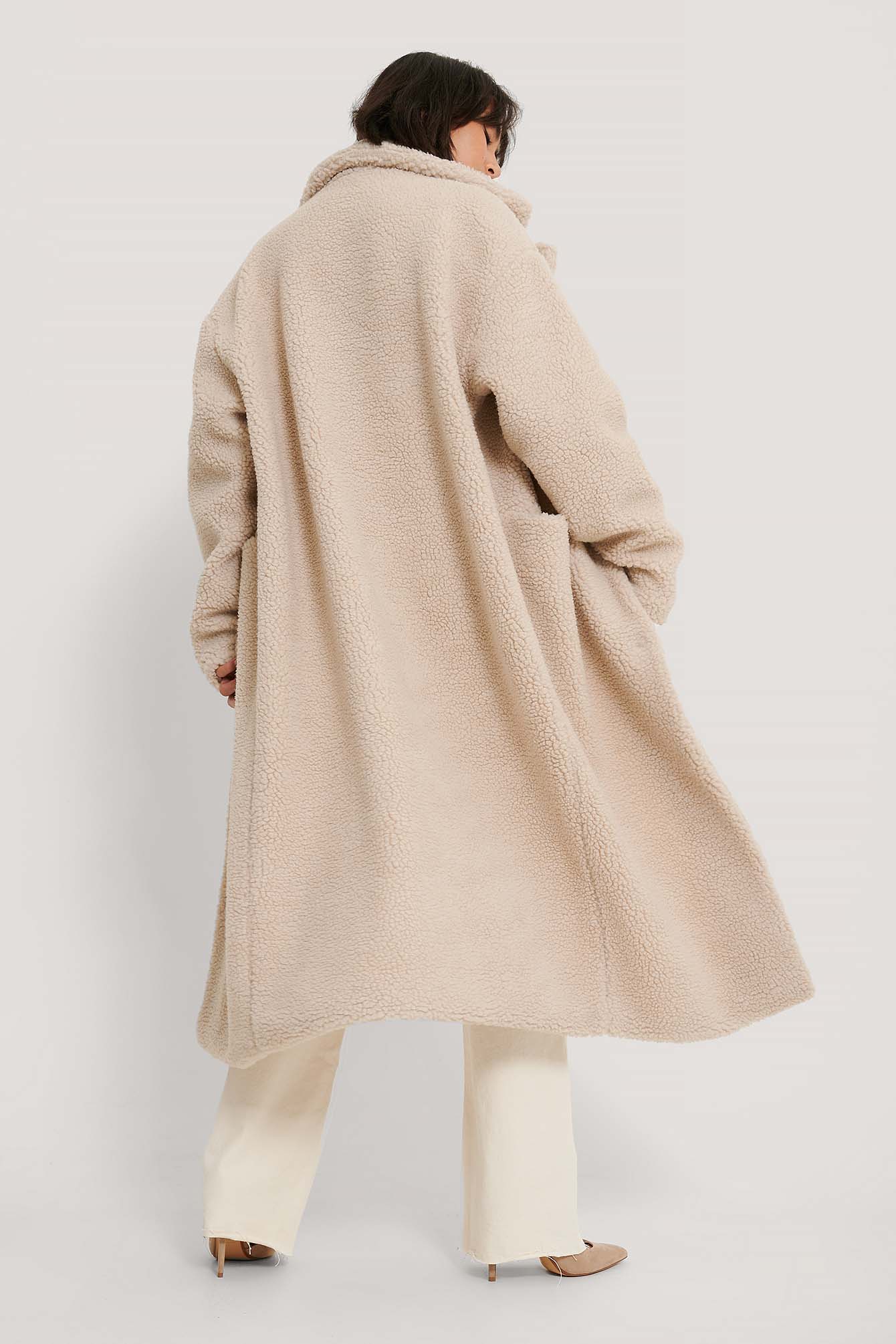 oversized long teddy coat