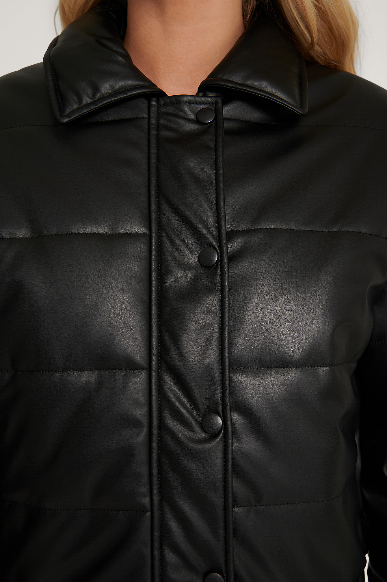 Black Padded PU Jacket