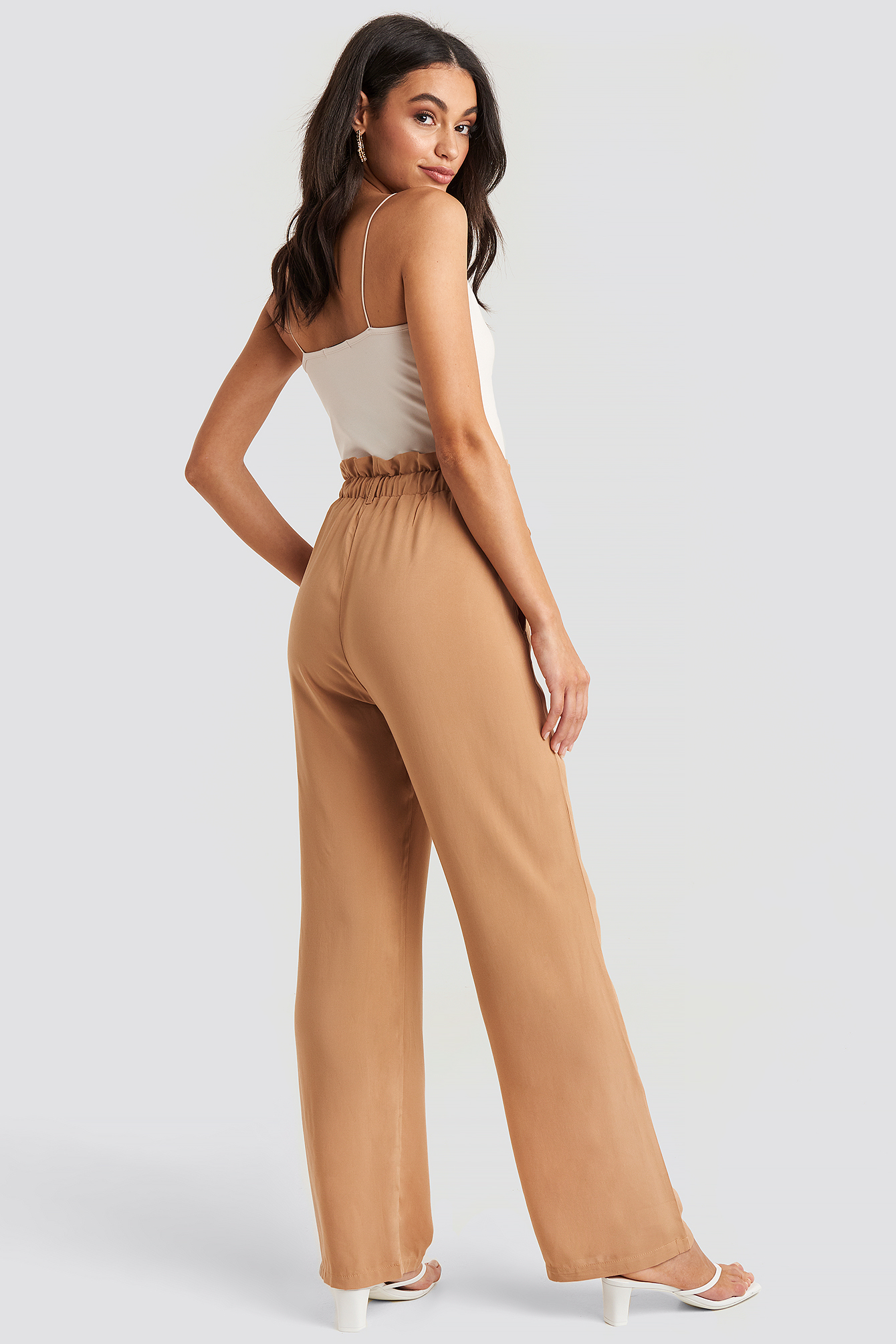paperbag wide leg pants