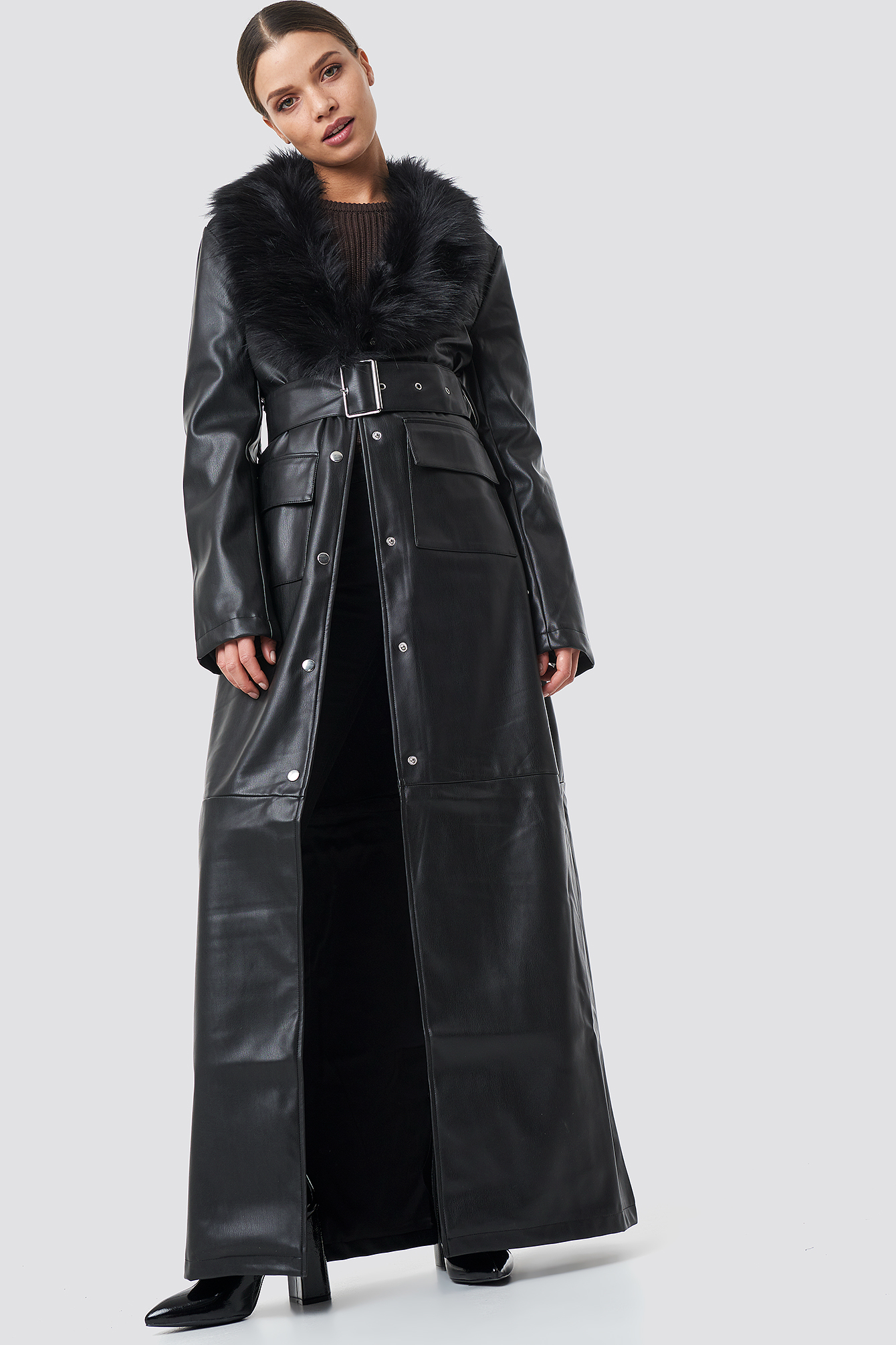 patent coat black