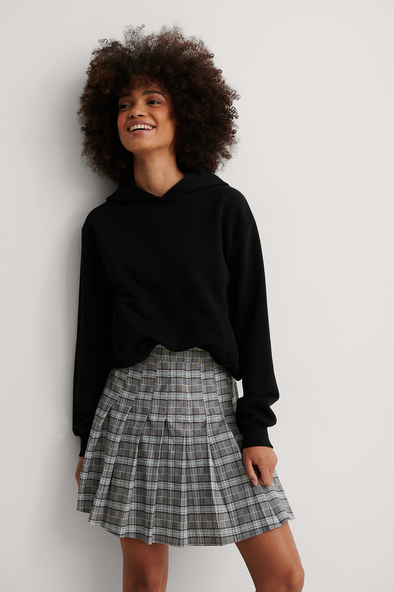 check pleated skirt