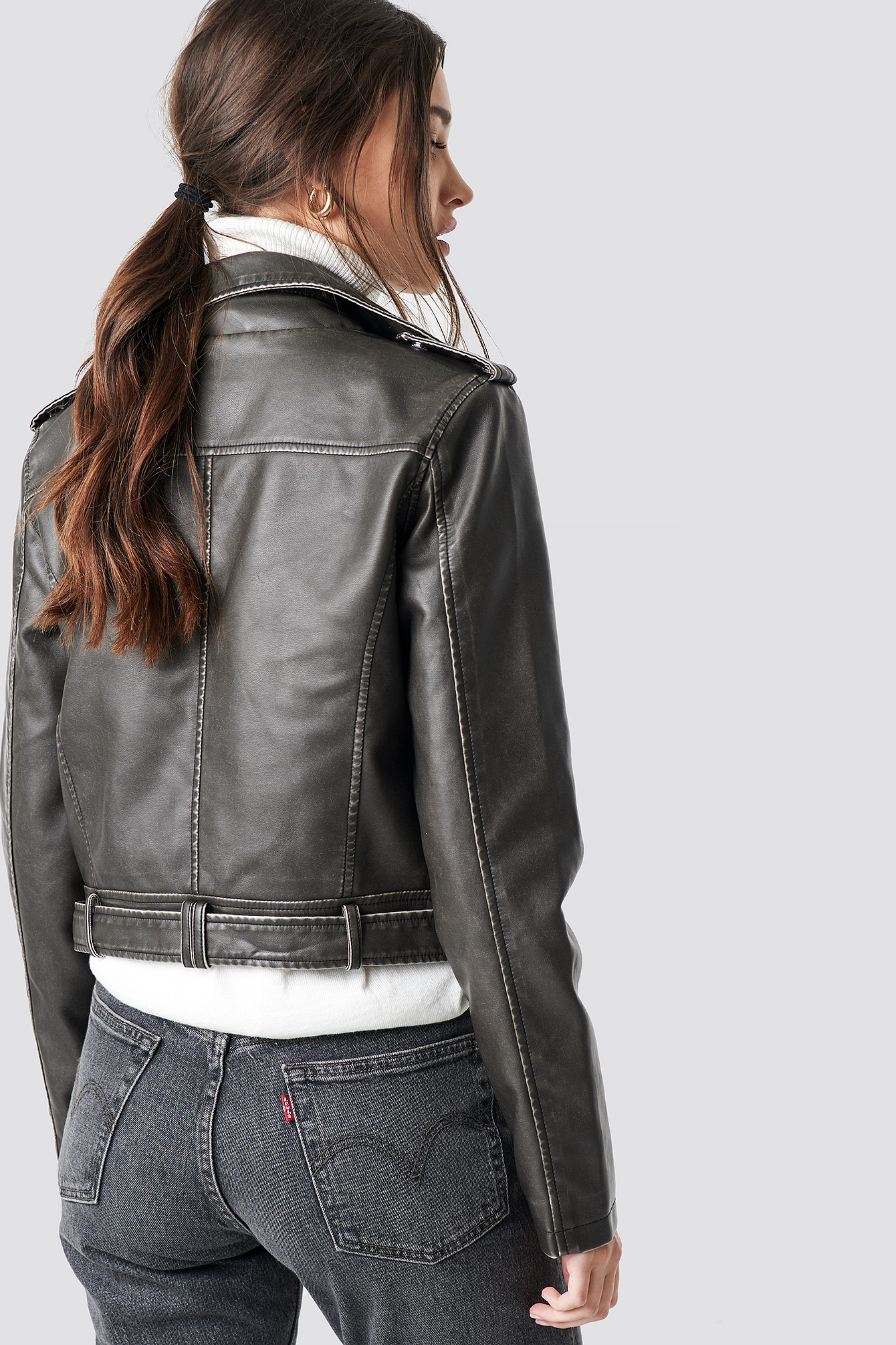 pu leather biker jacket