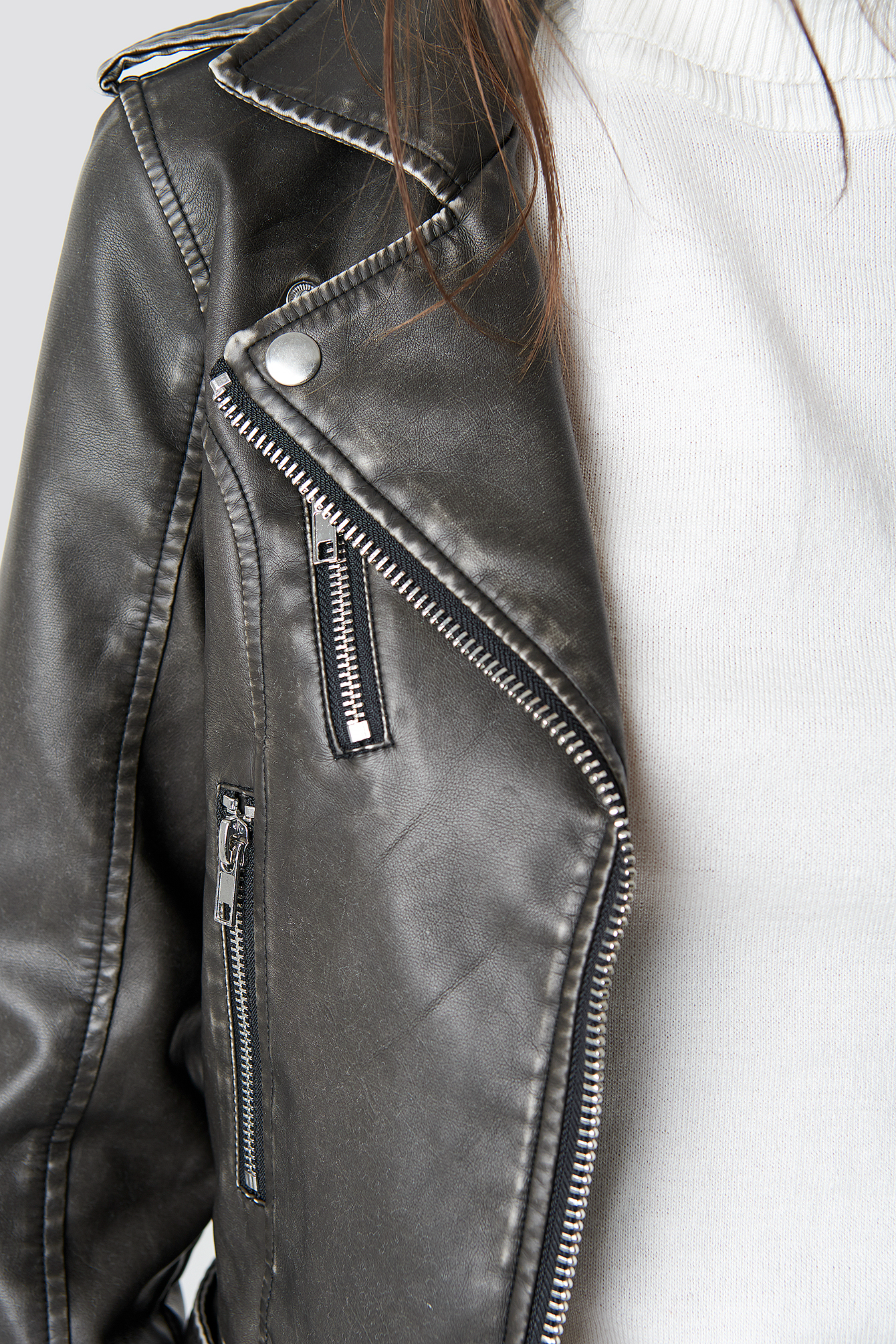 distressed black leather jacket