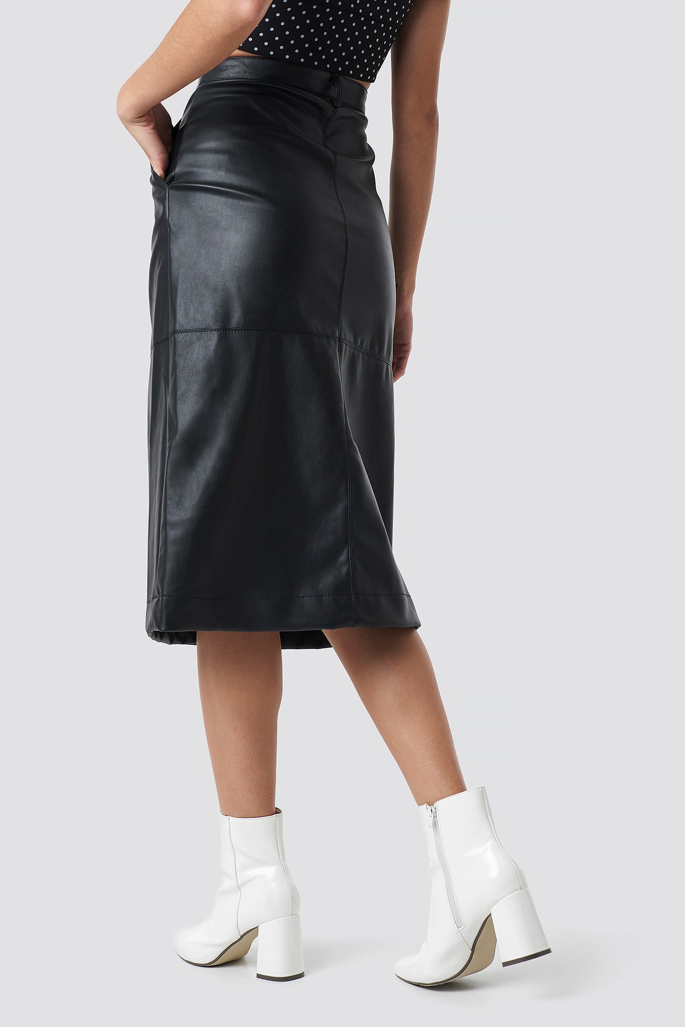 PU Midi Skirt Black | na-kdlounge.com