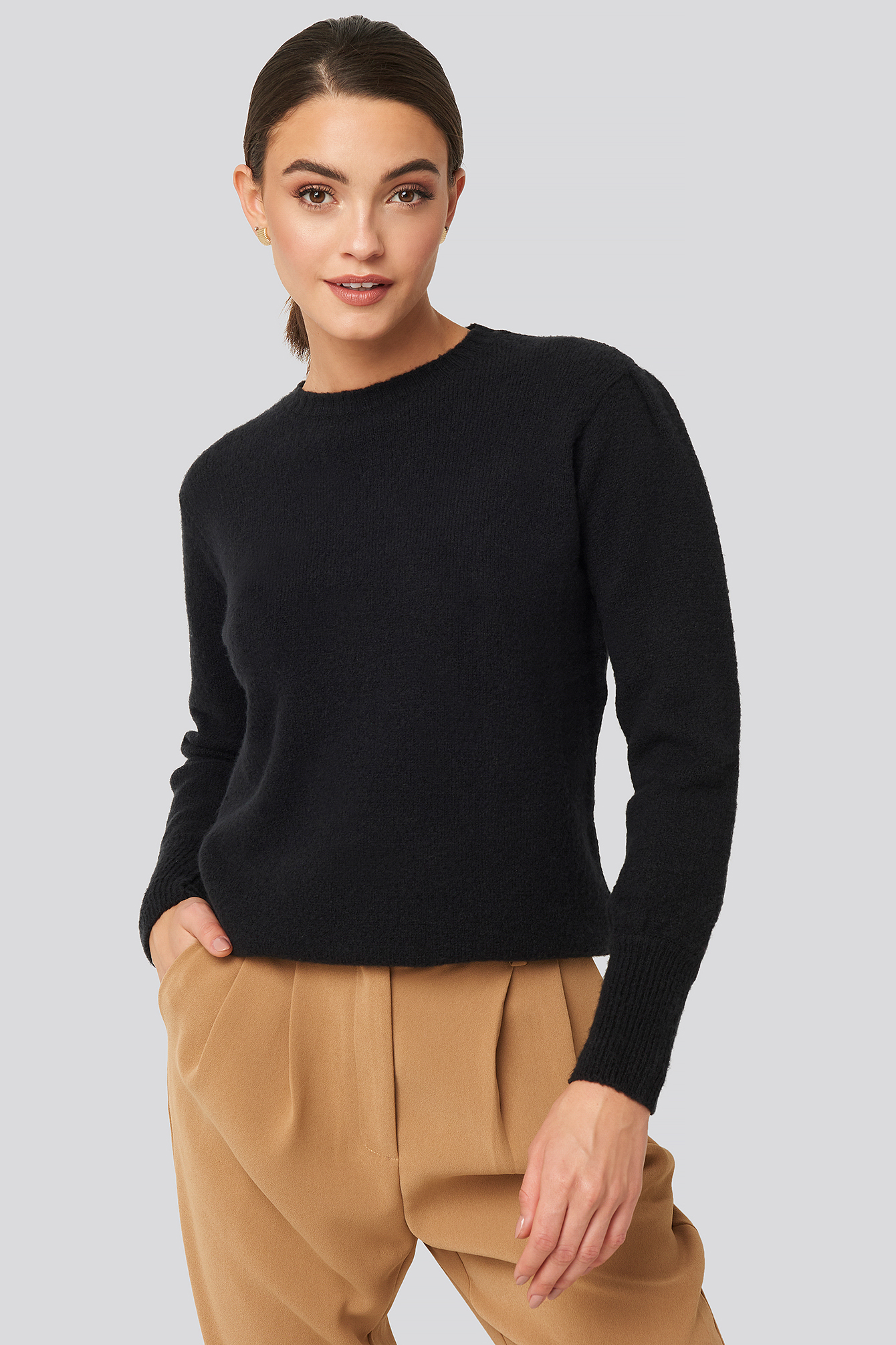 Puff Sleeve Sweater Black | na-kdlounge.com