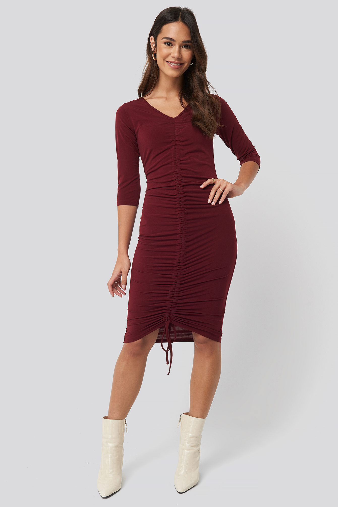 Pull String Dress Czerwony