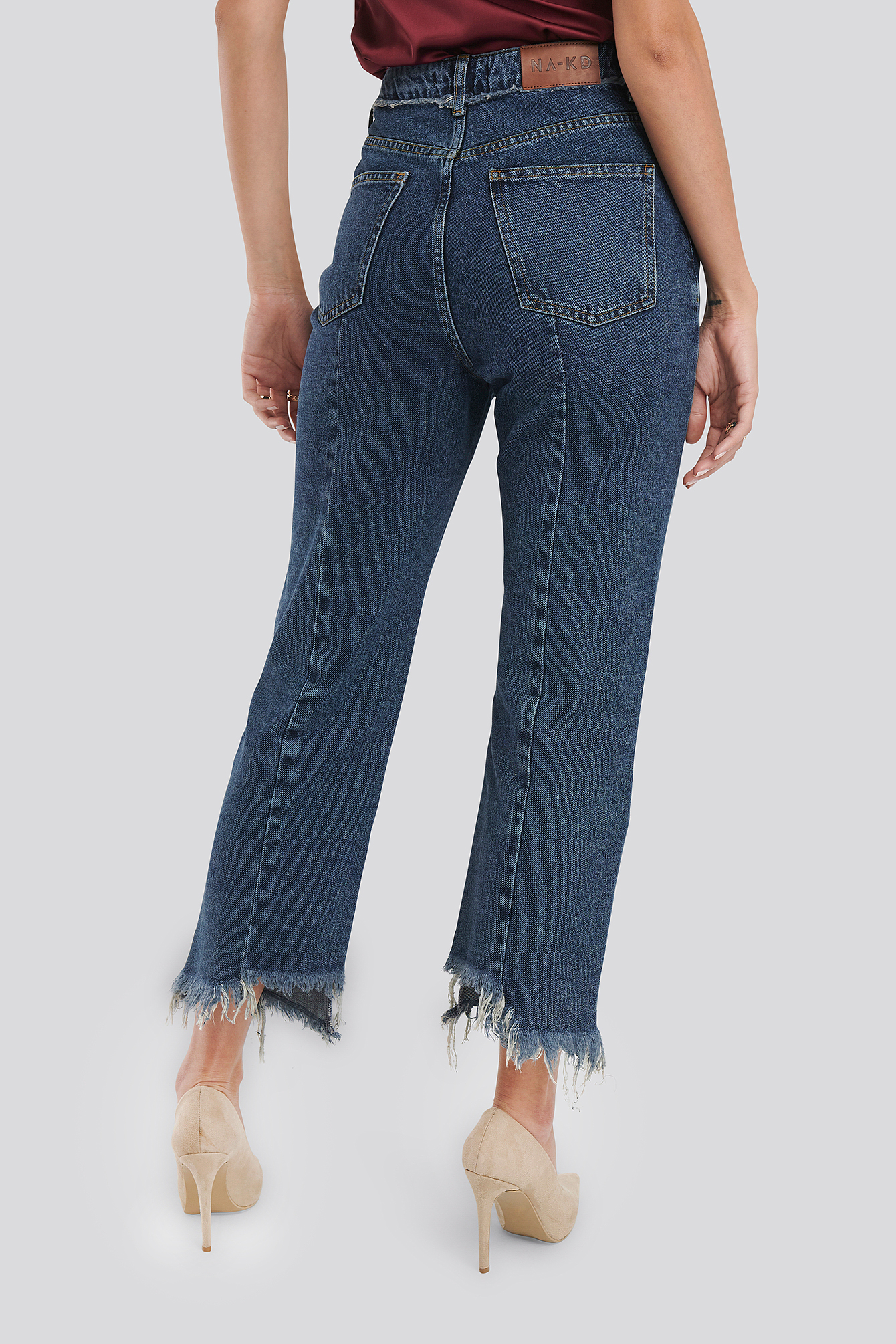Raw Edge Straight Jeans Niebieski
