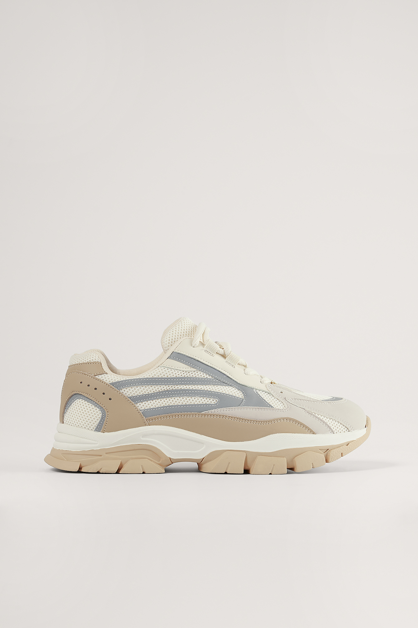 Reflective Trekking Sole Sneakers Beige | na-kdlounge.com