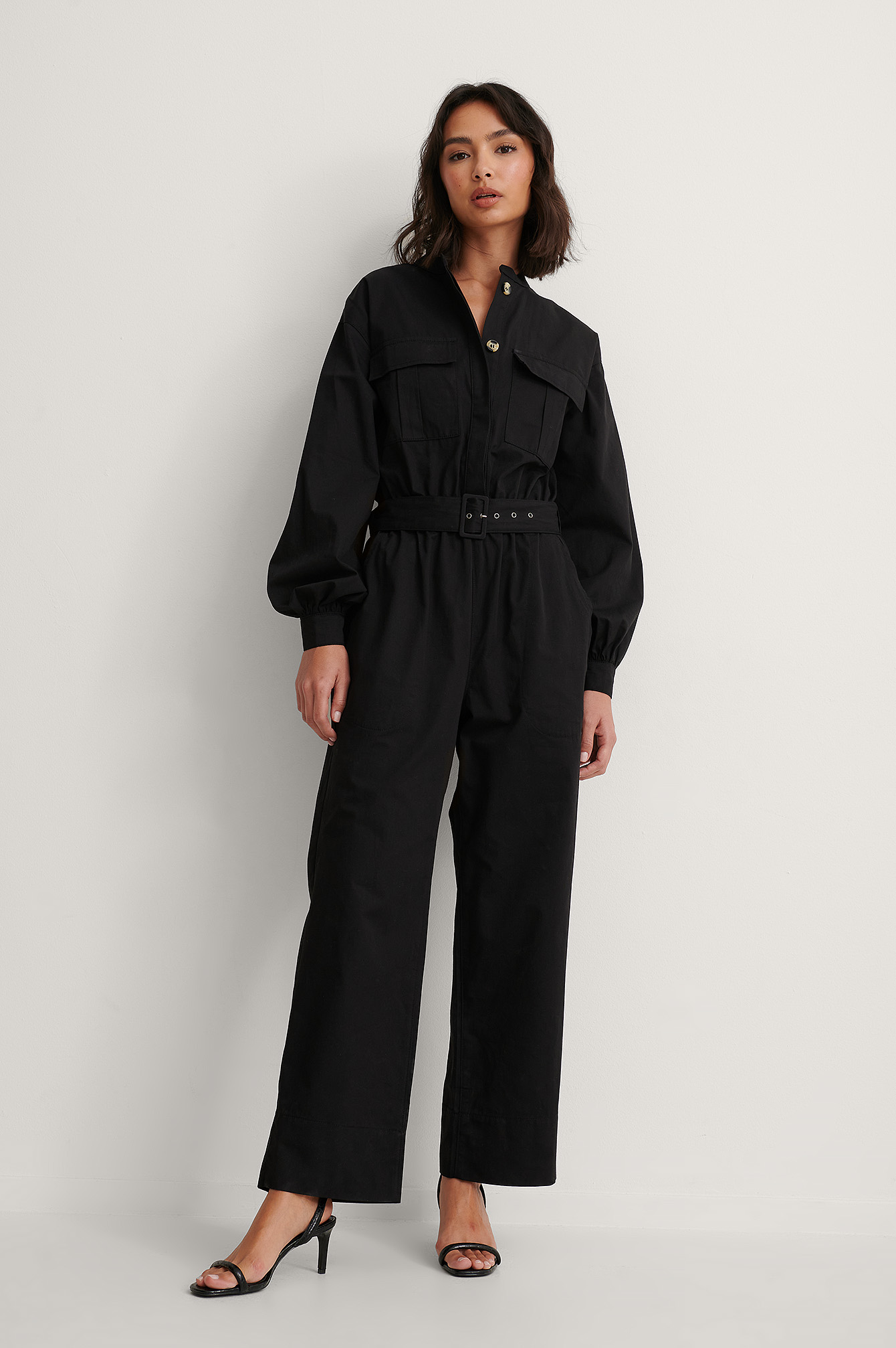 black belted jumpsuit