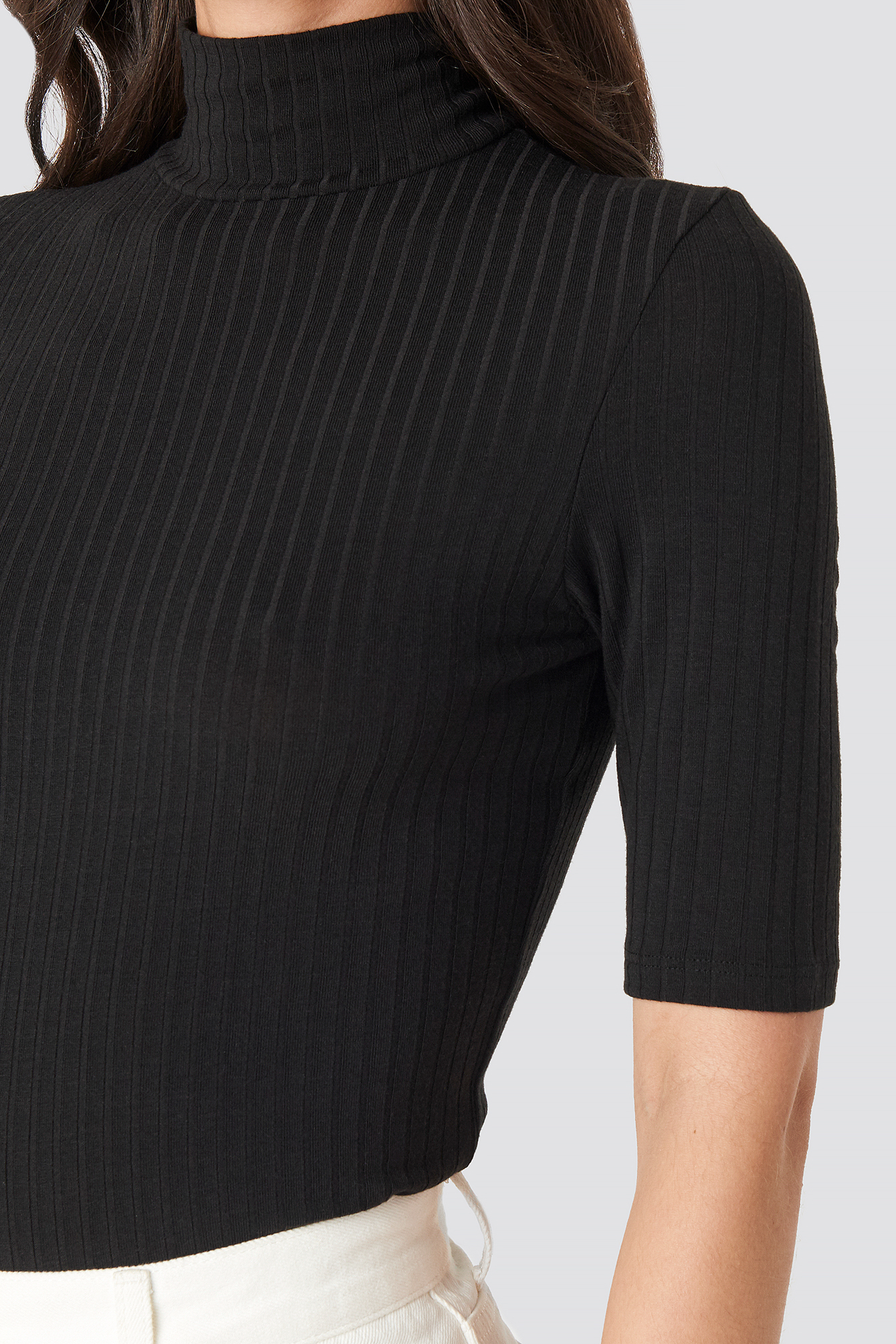 black ribbed polo
