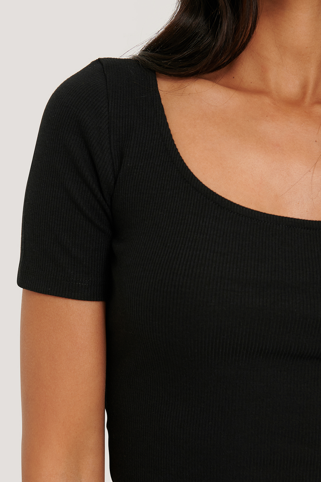 Ribbed Short Sleeve Top Black