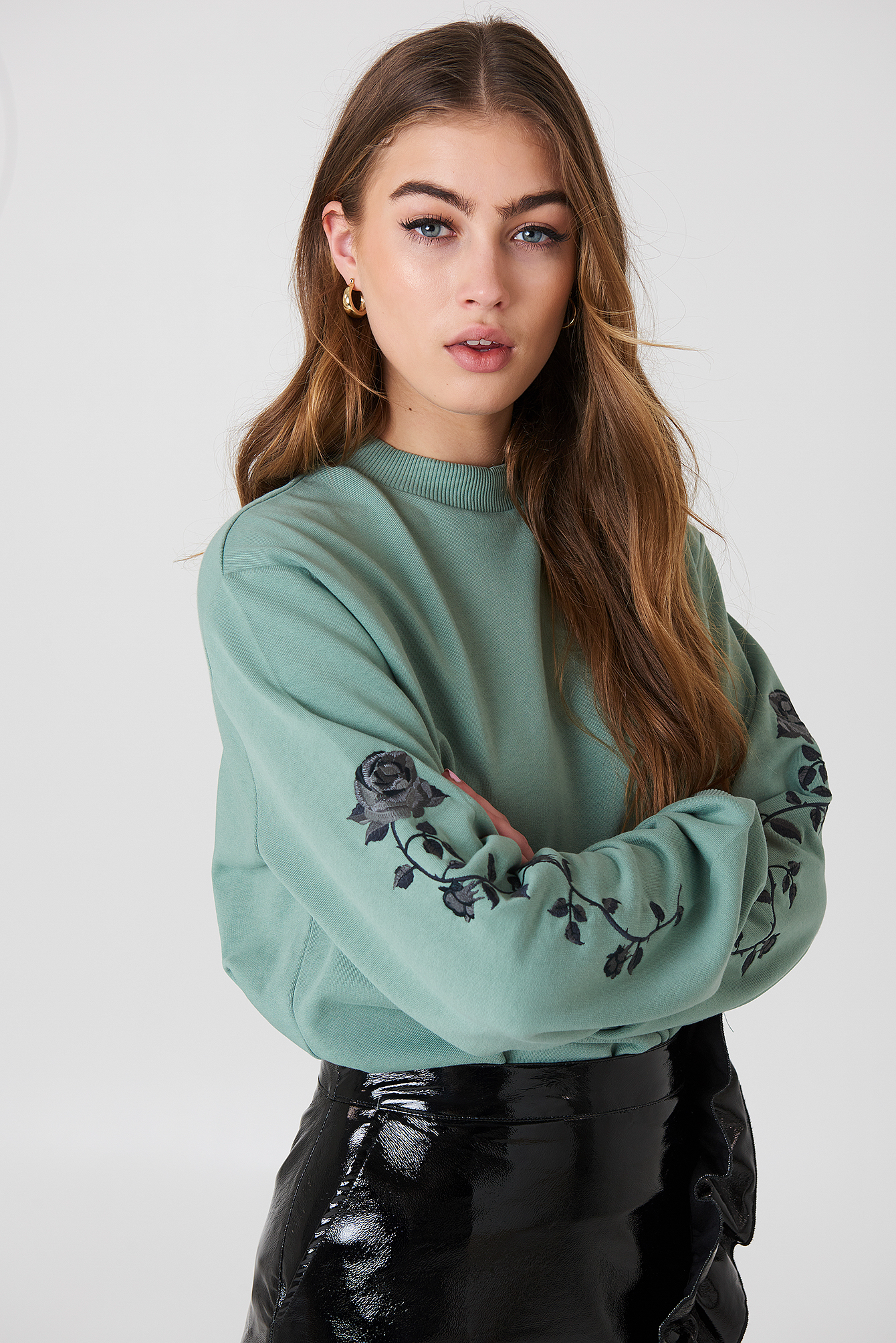 rose embroidered sweater