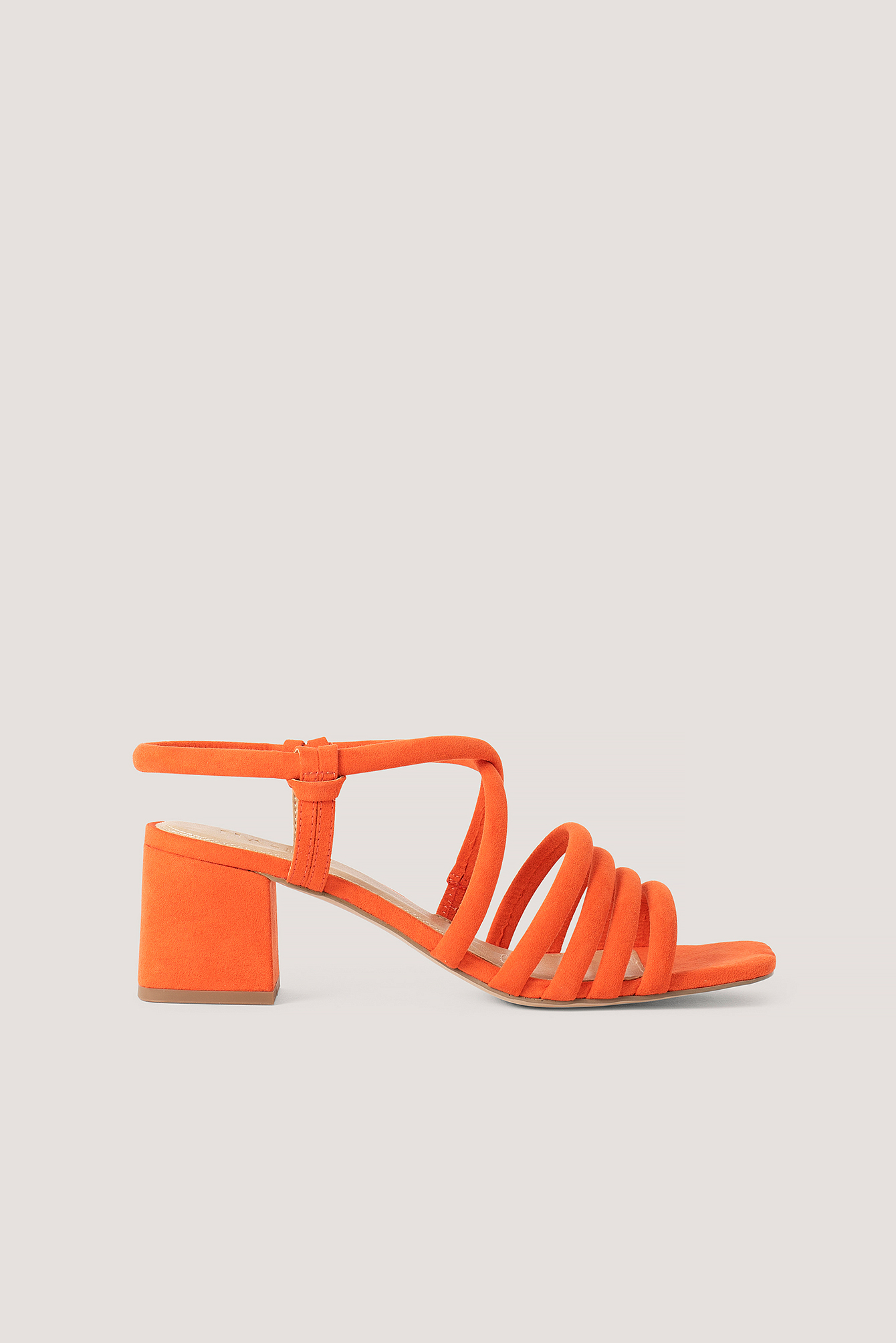 Rounded Straps Block Heel Sandals Orange | na-kdlounge.com