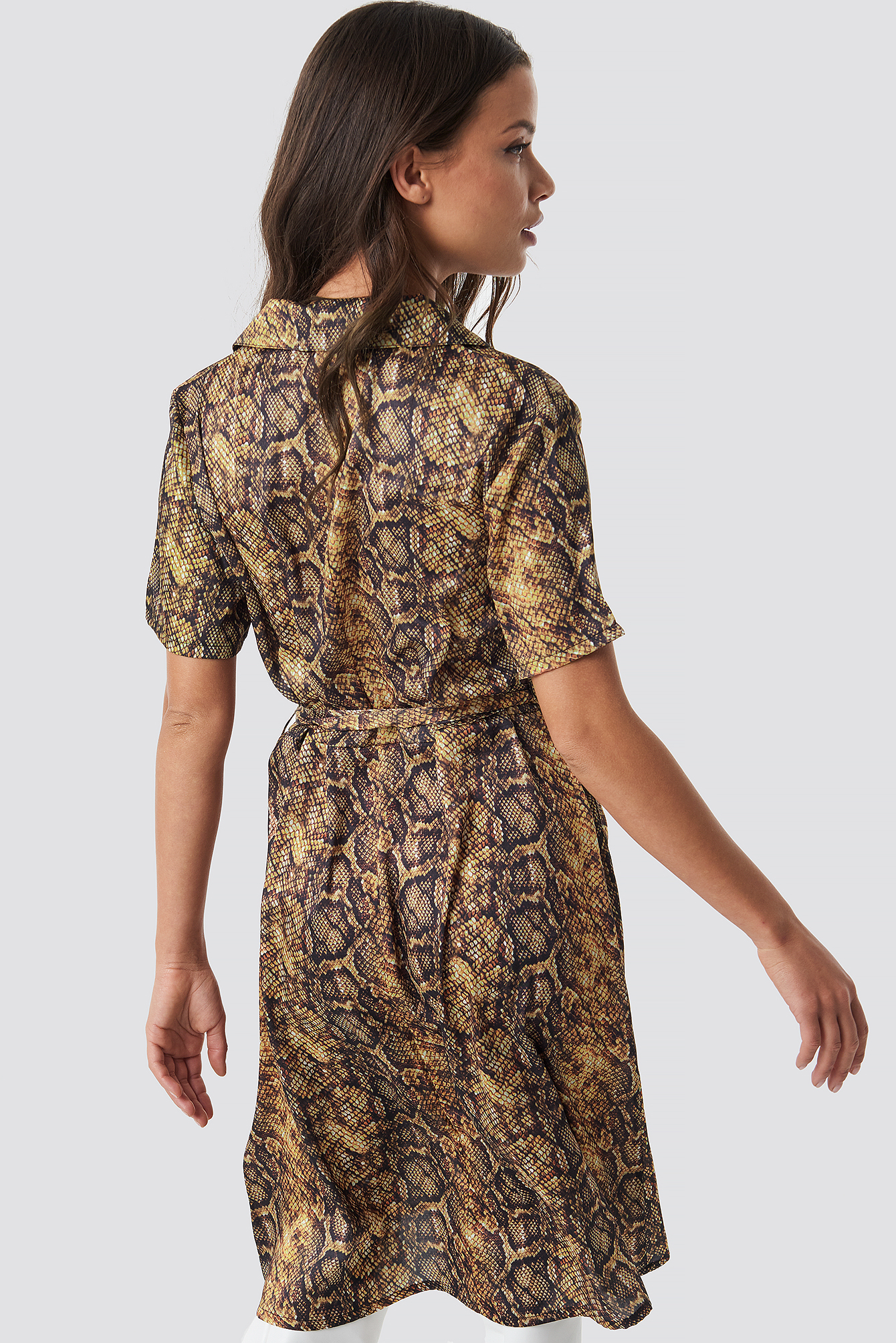 snake print dress with belt