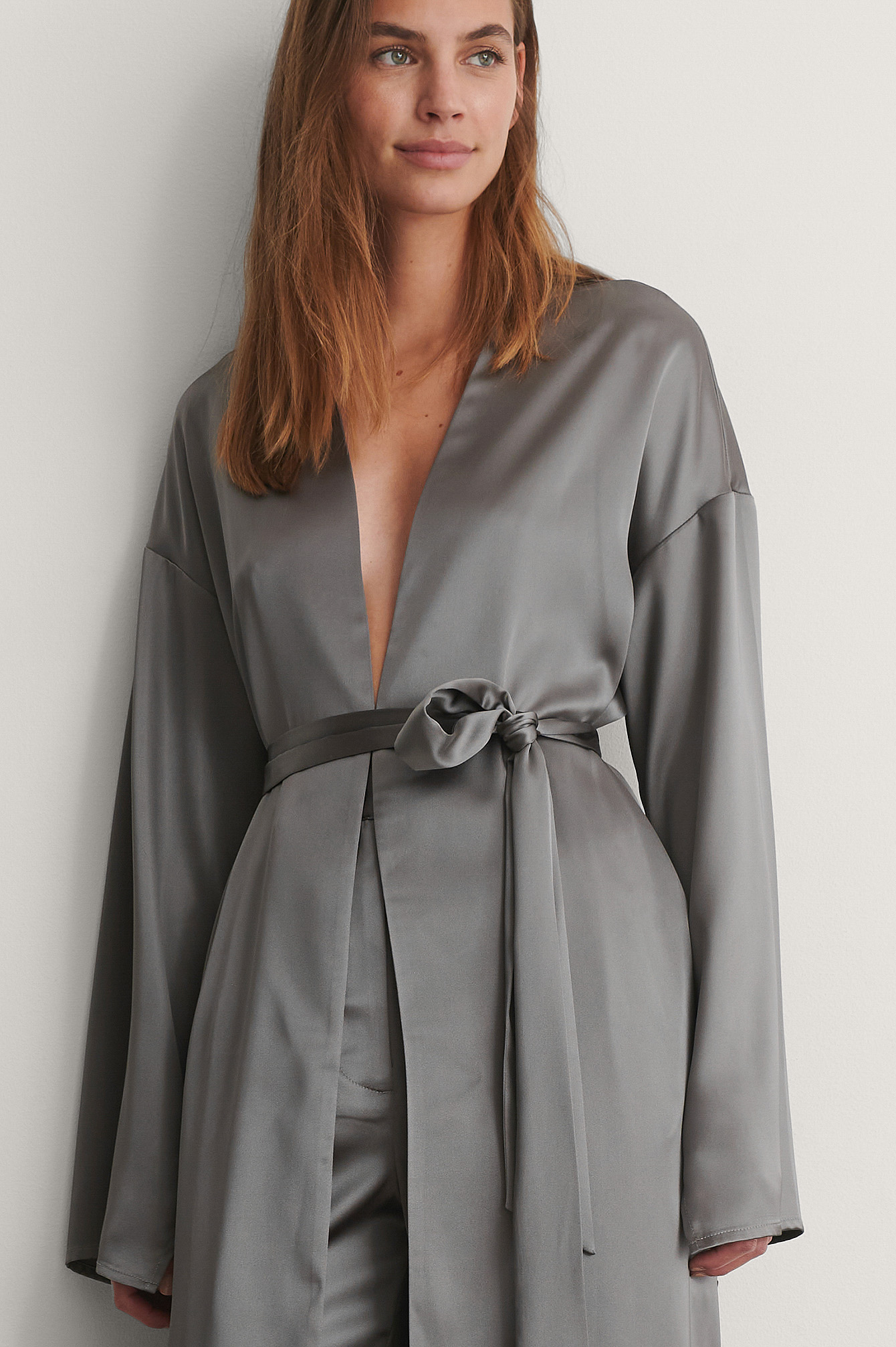 grey silk robe