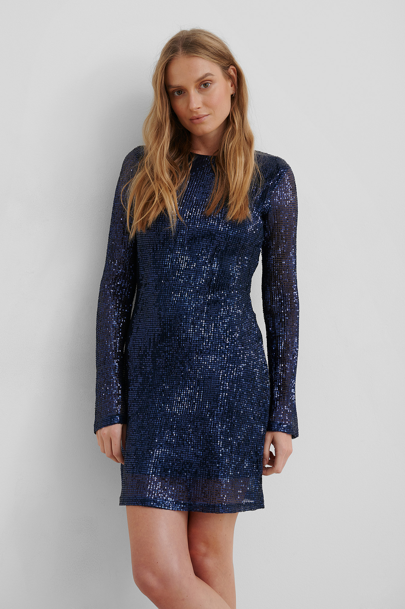 blue sparkly mini dress