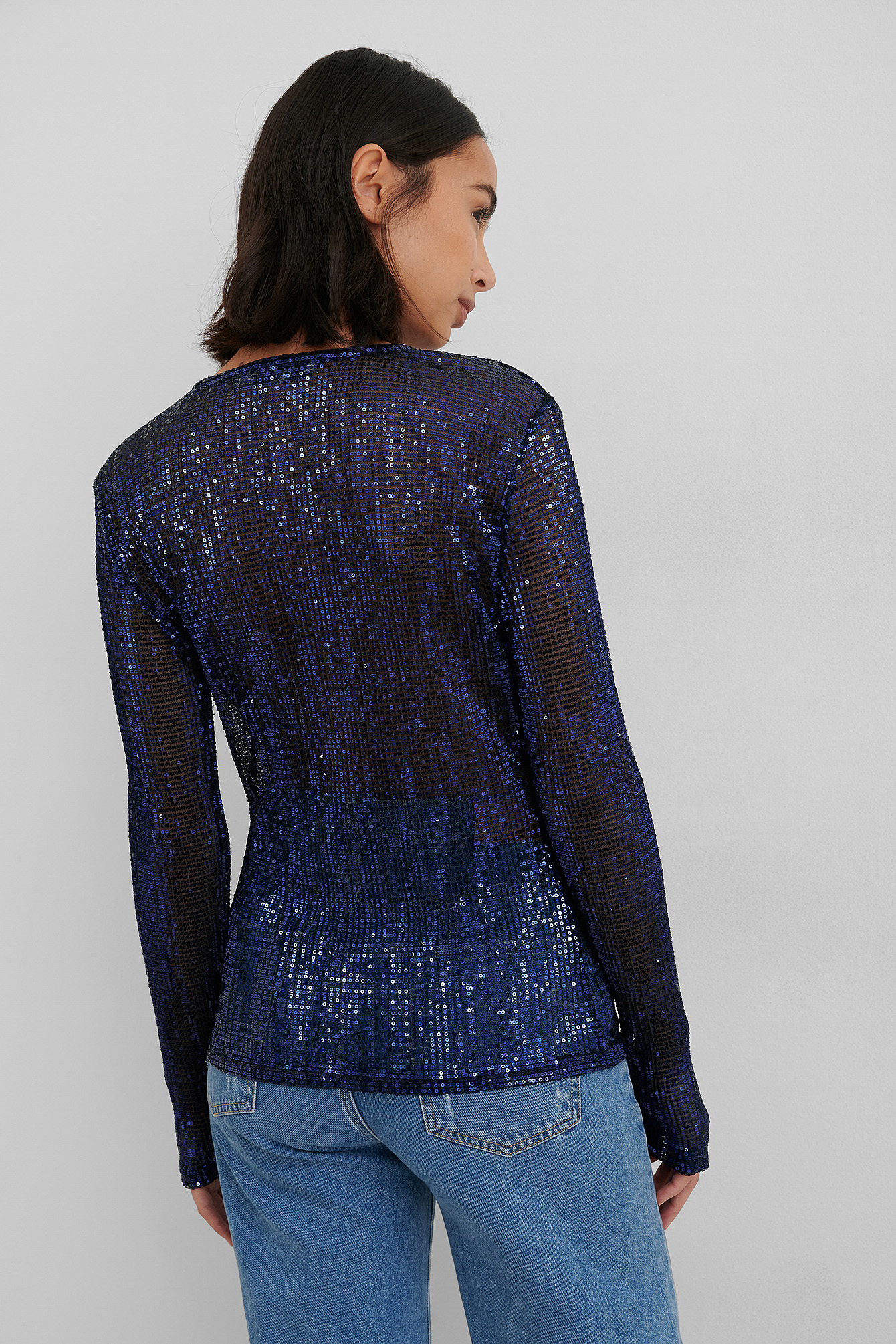 navy blue sequin top
