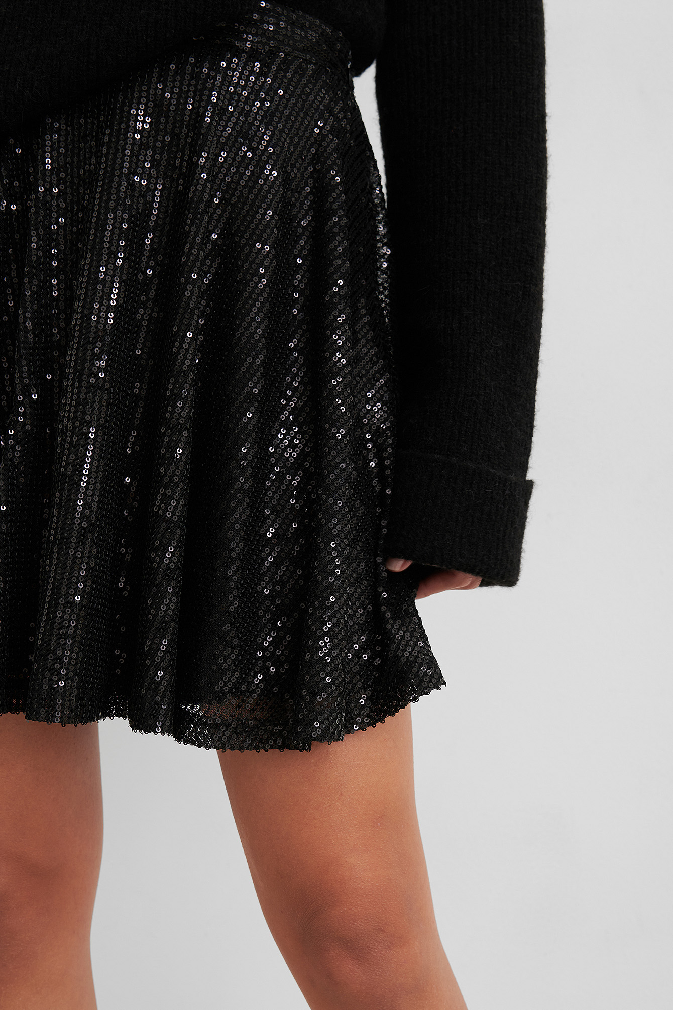 Black sequin skater skirt Clearance
