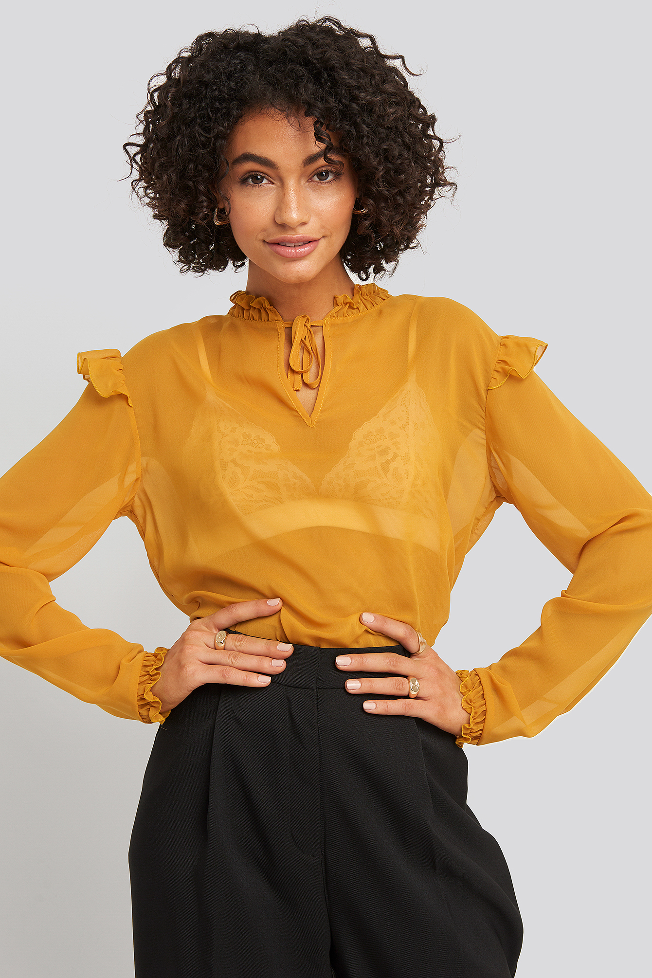 yellow high neck top