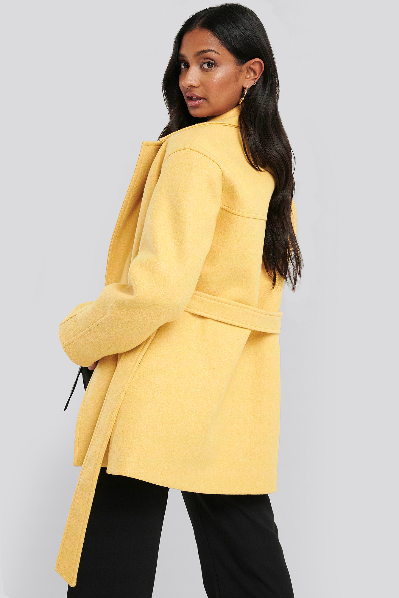 mustard belted coat