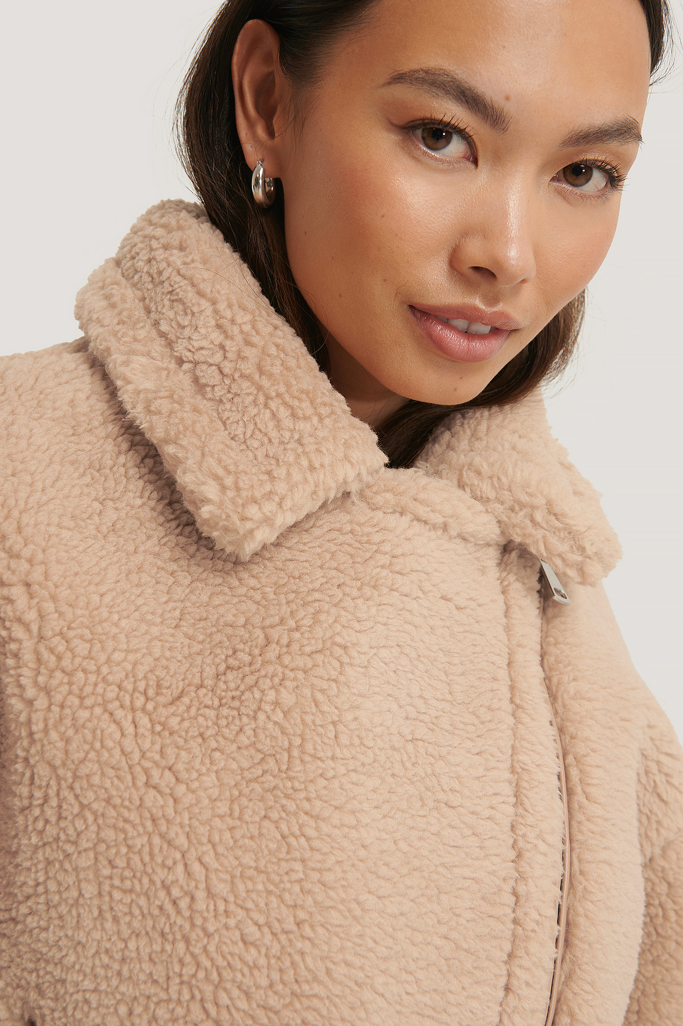 teddy coat with zipper