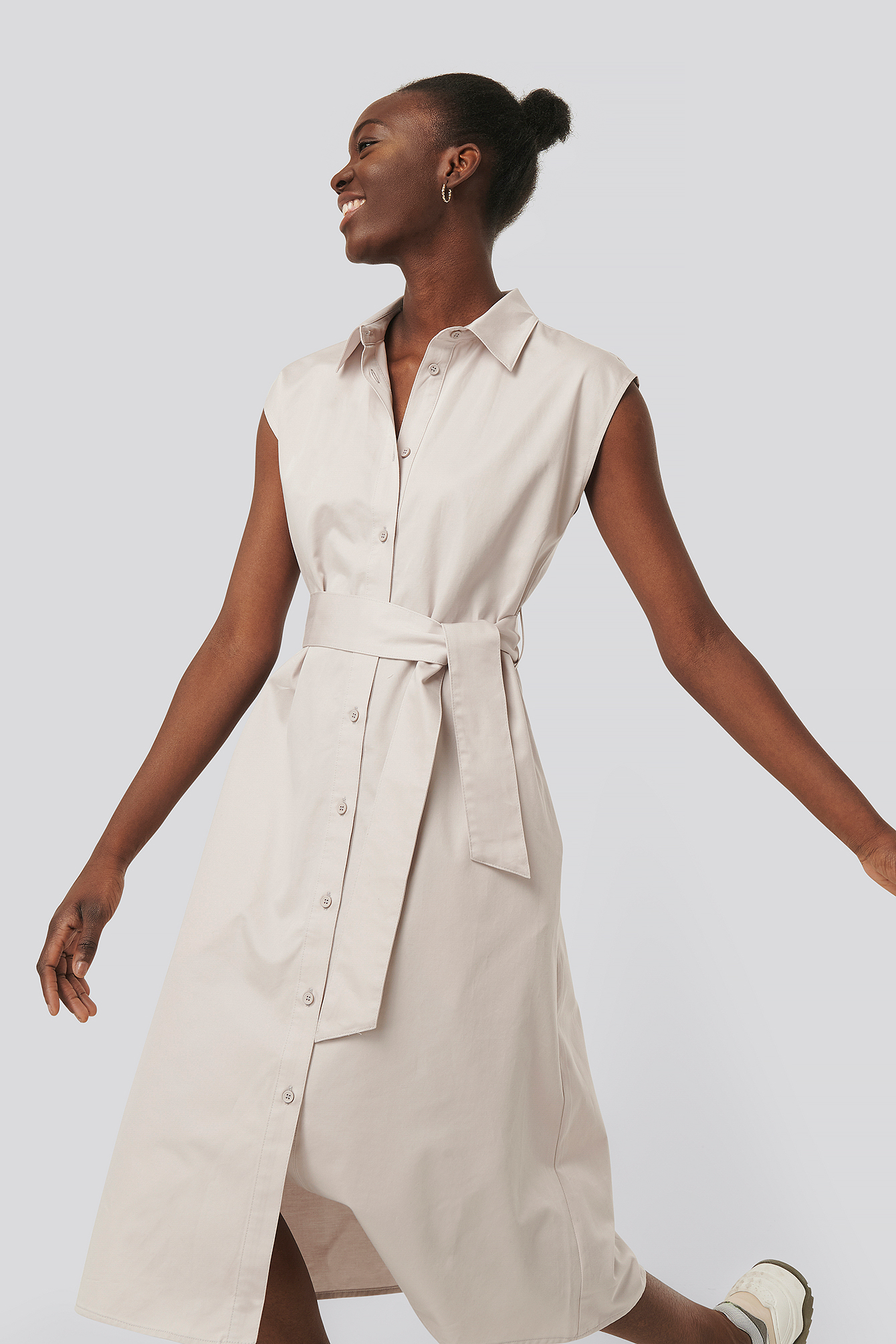 Sleeveless Shirt Dress Grey