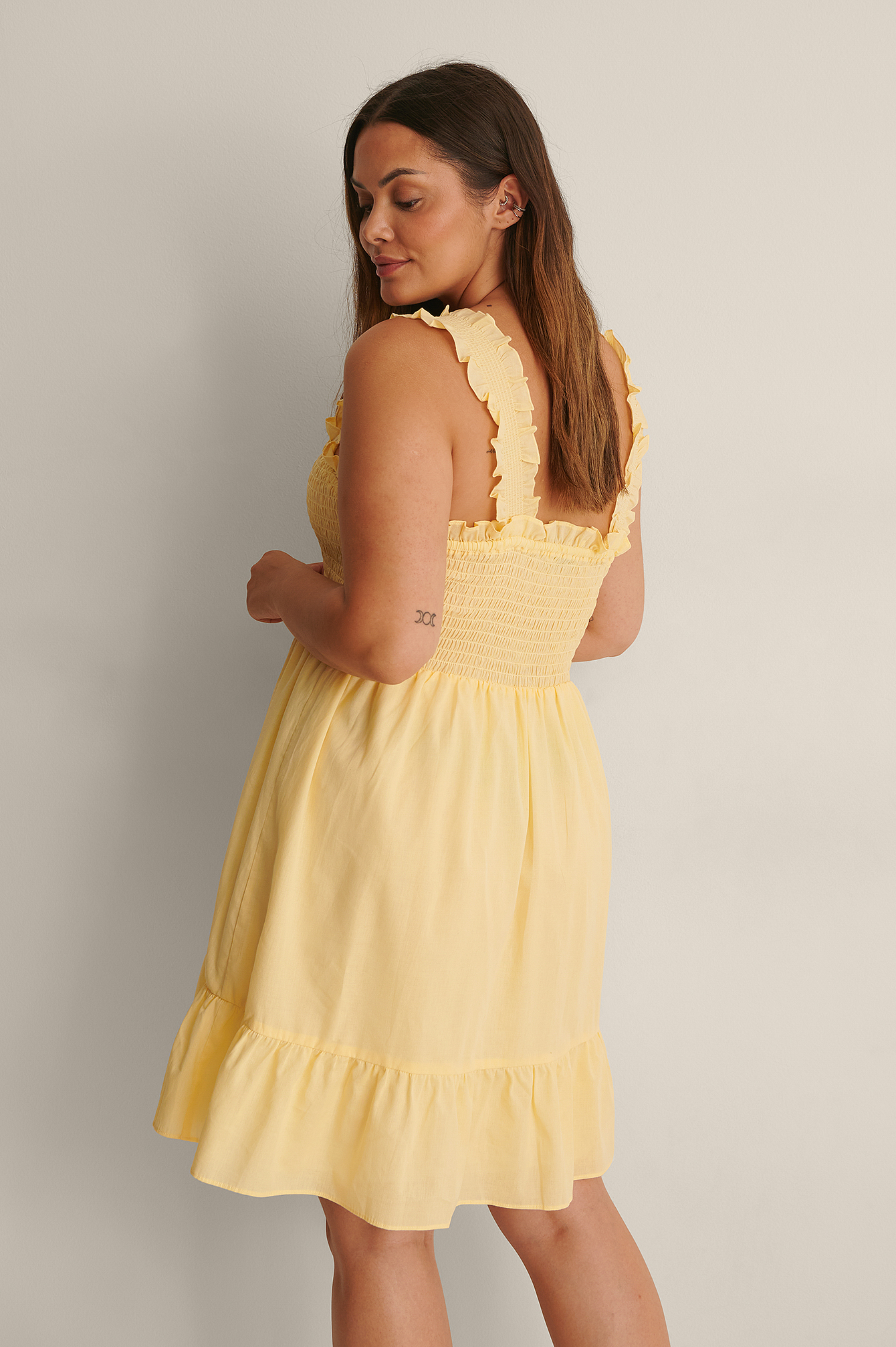 yellow frill frock