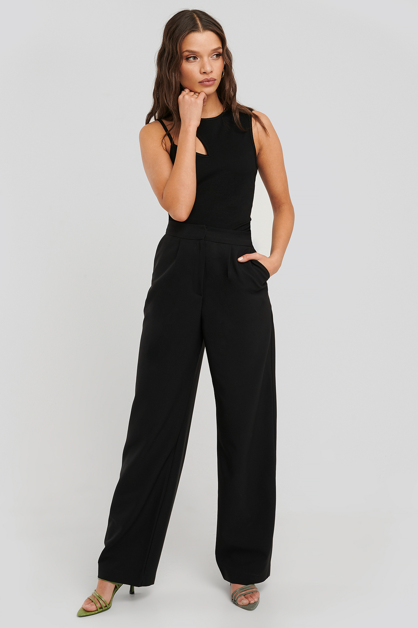 black straight leg pants outfit