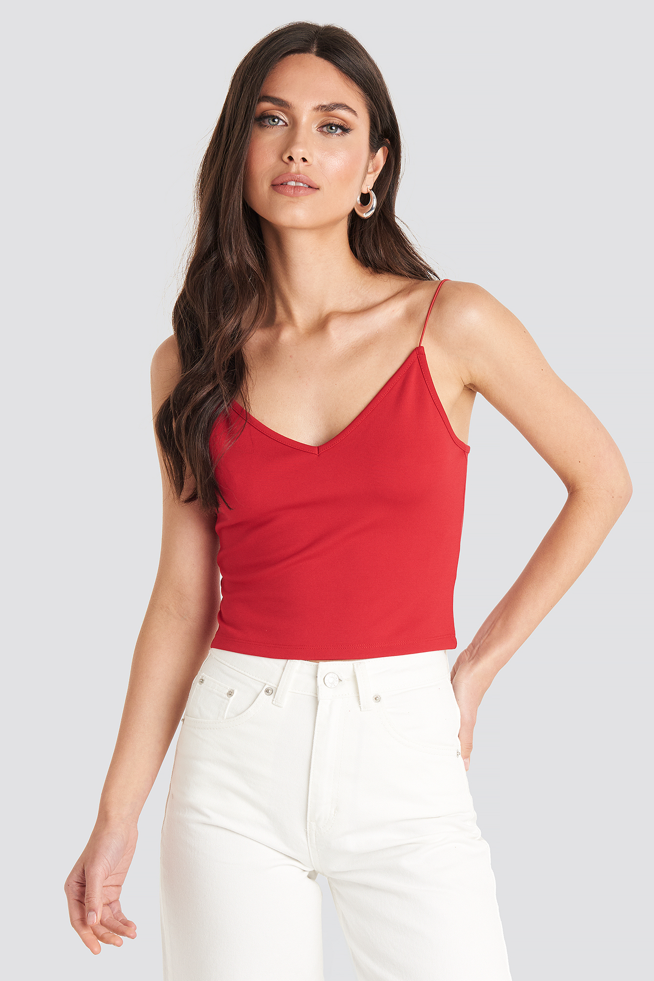v neck spaghetti strap top
